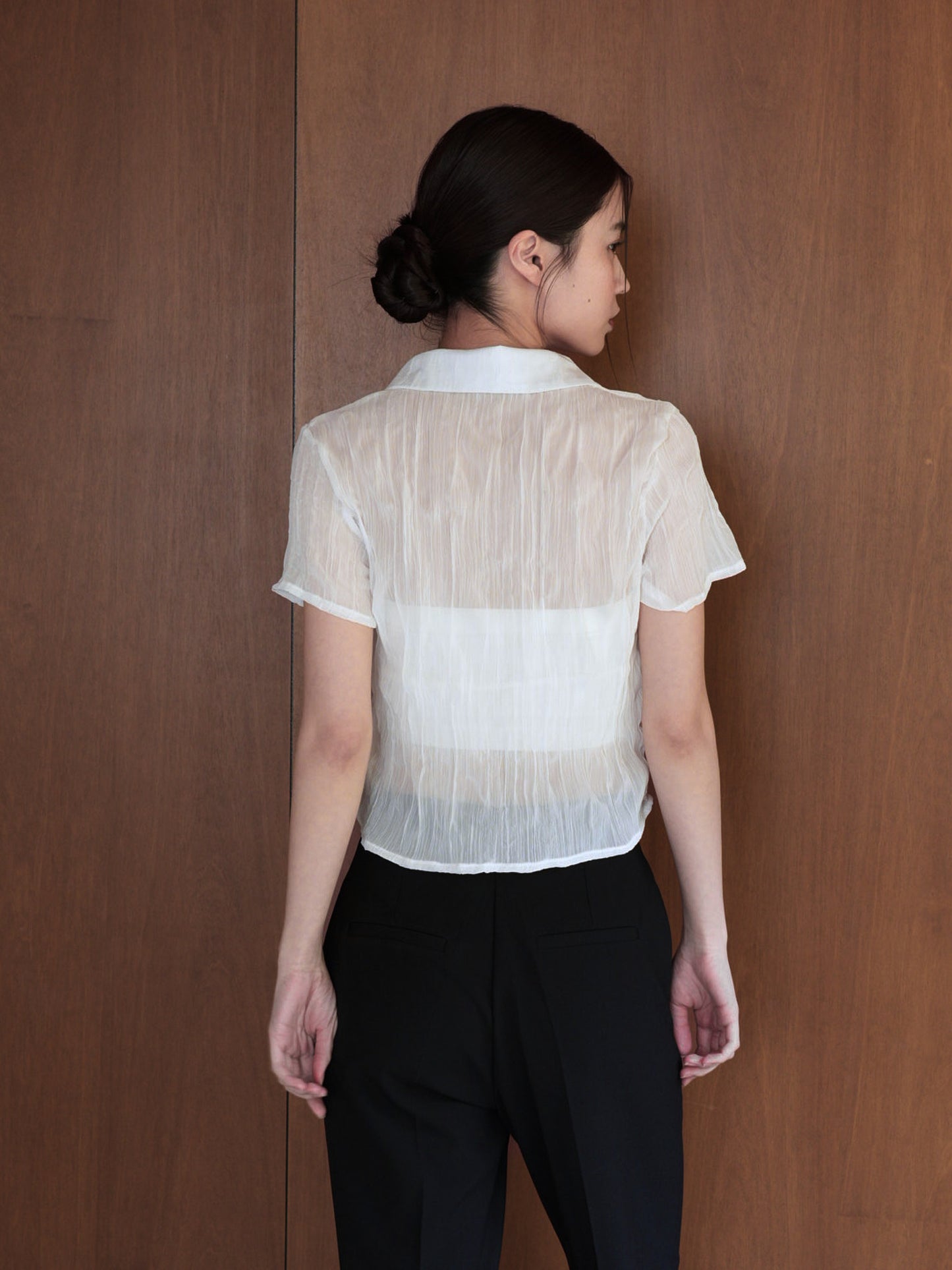 wrinkle crop shirt