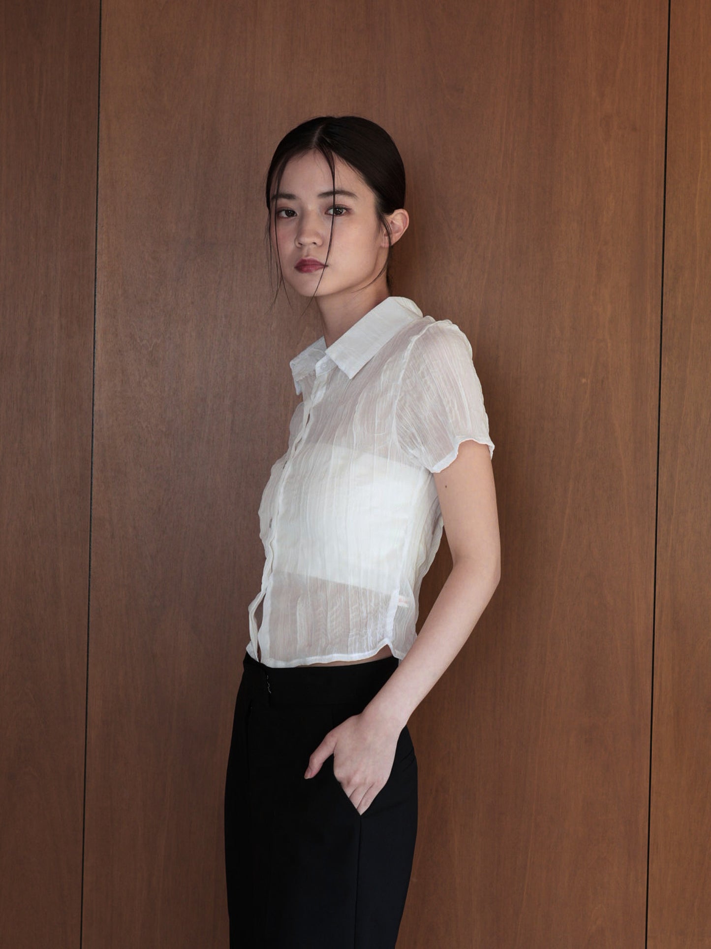 wrinkle crop shirt