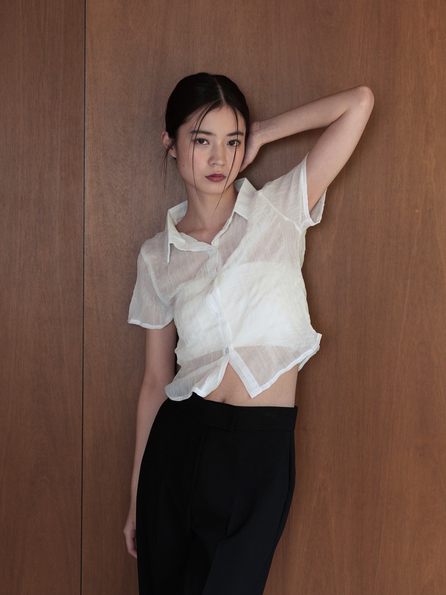 wrinkle crop shirt