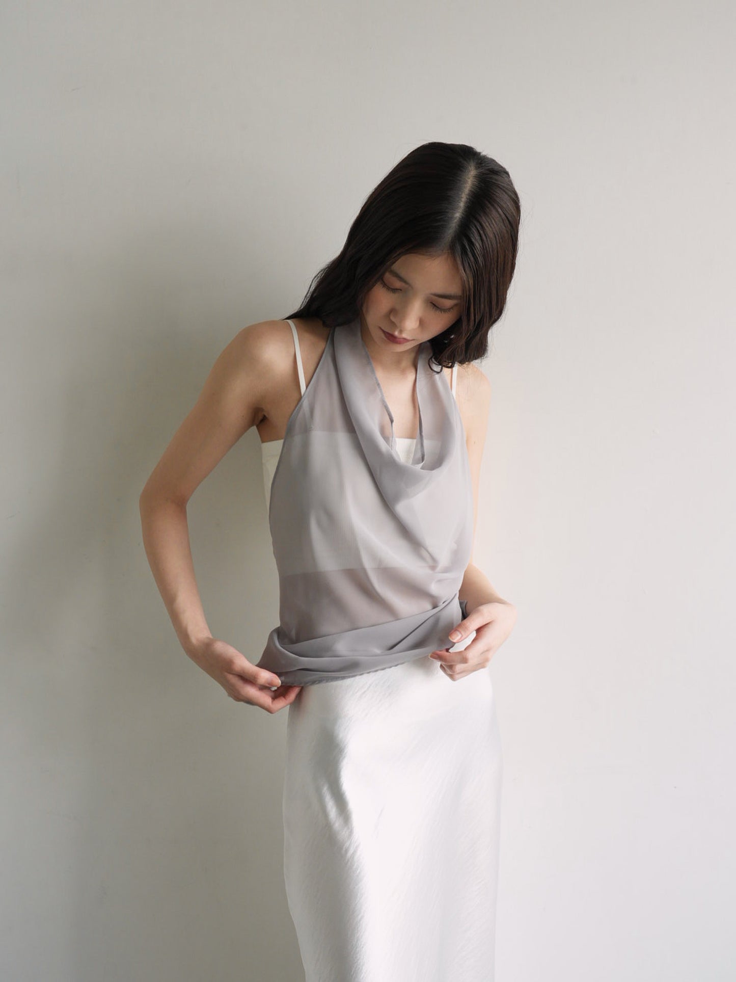 halter neck sheer blouse