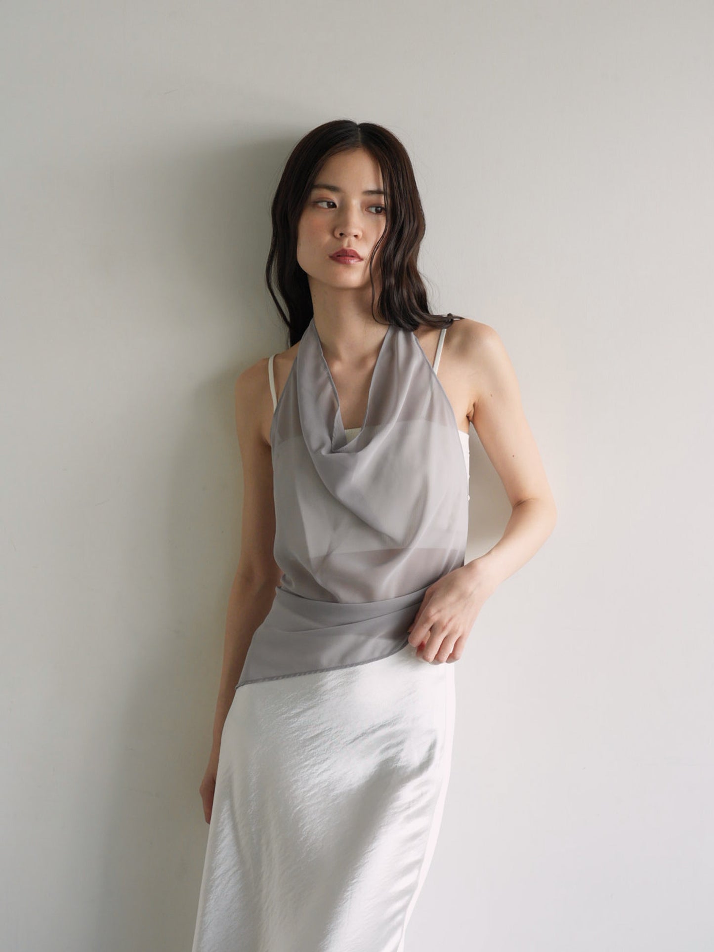 halter neck sheer blouse