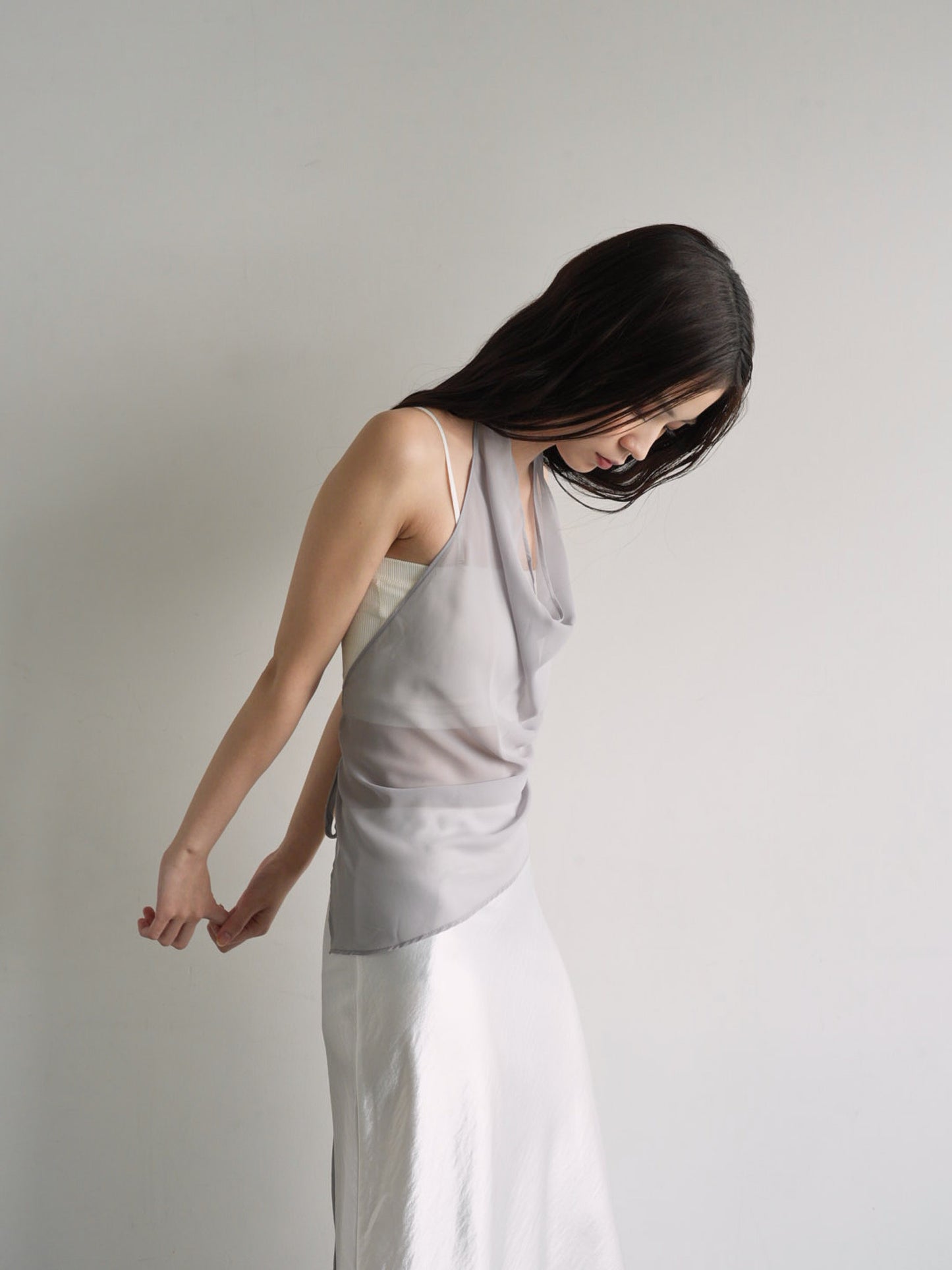 halter neck sheer blouse