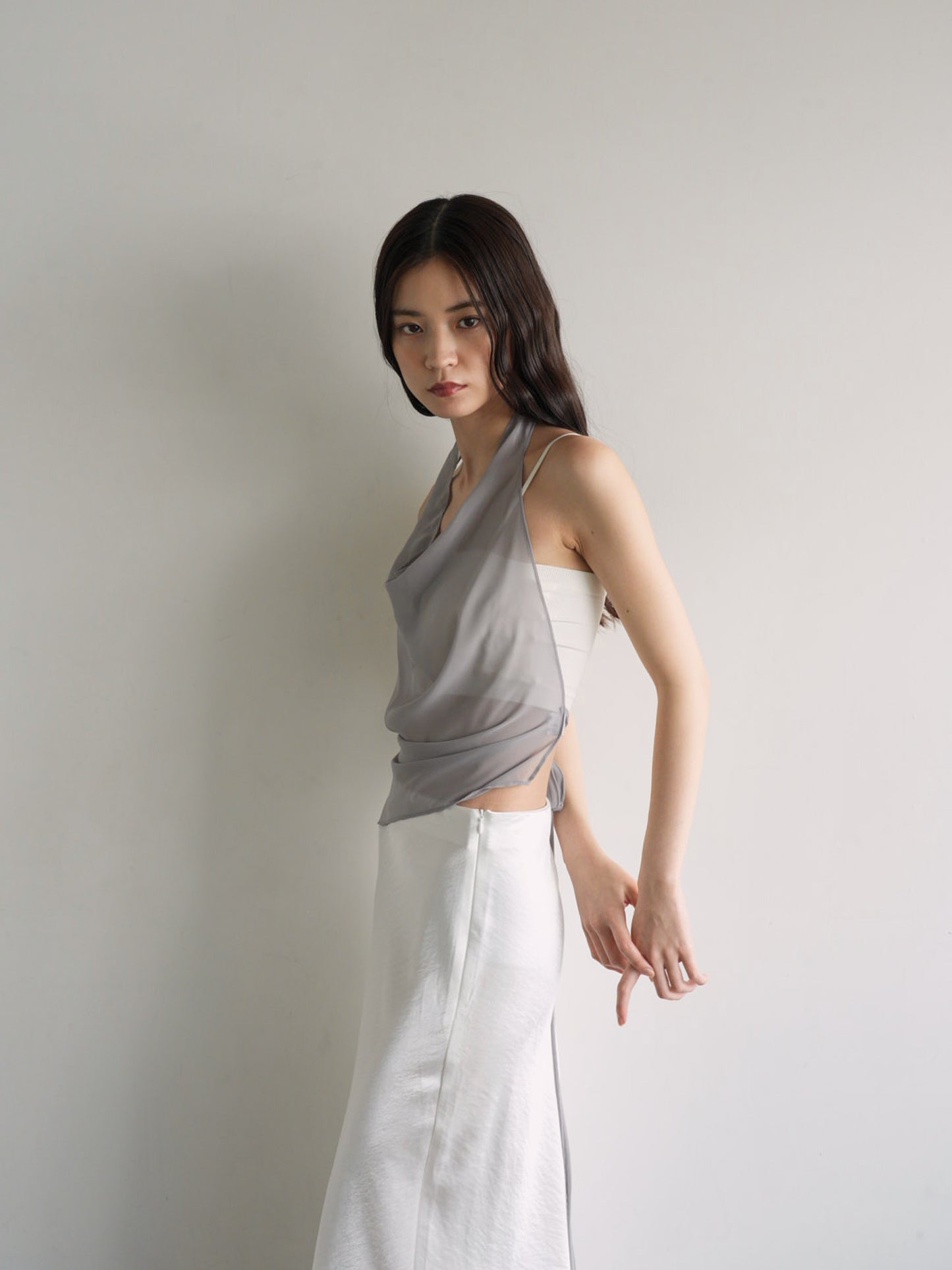 halter neck sheer blouse
