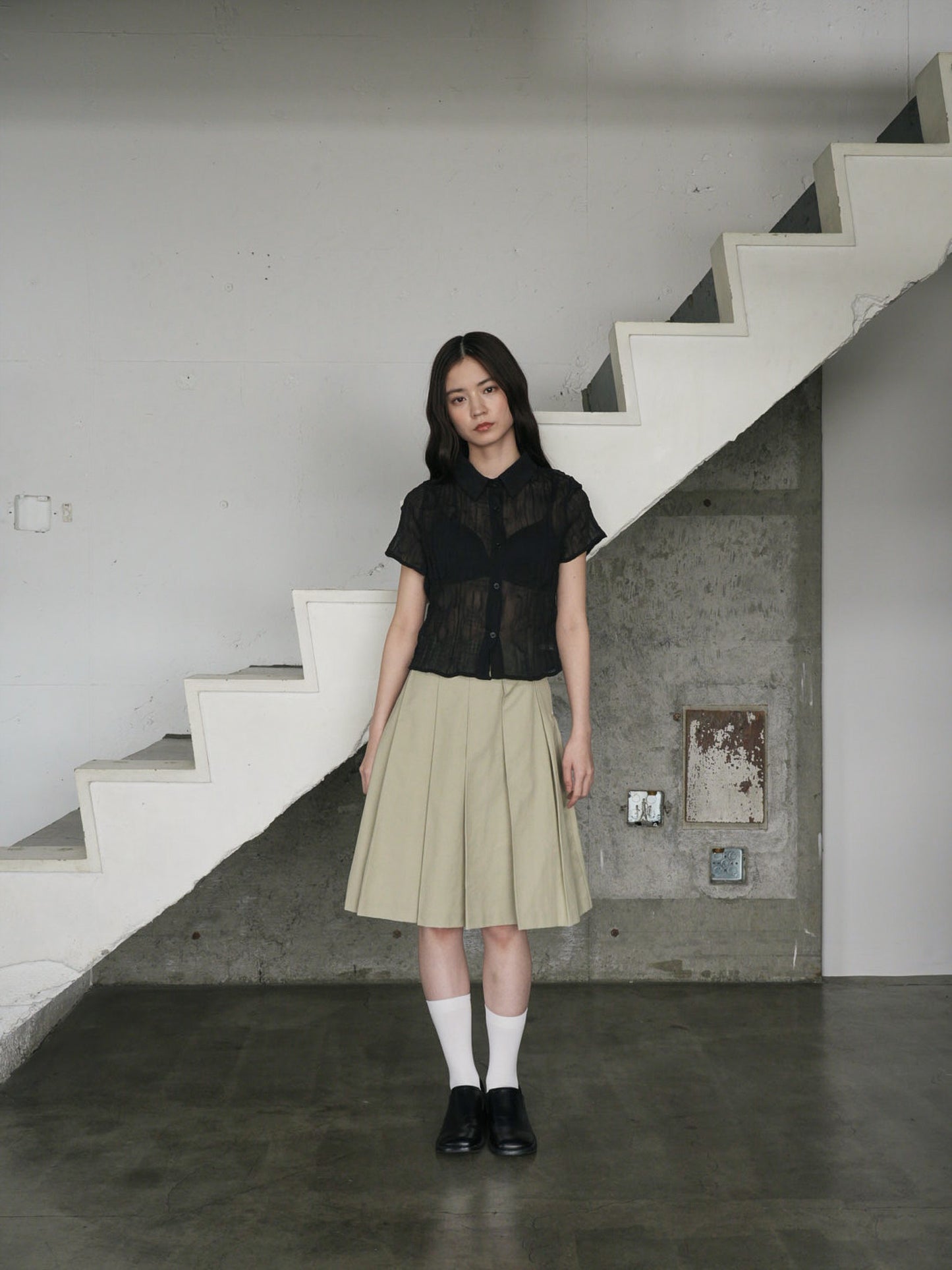 wrinkle crop shirt