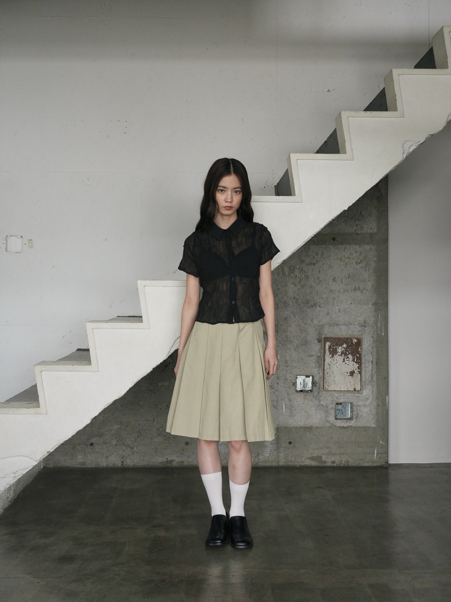 pleats midi skirt