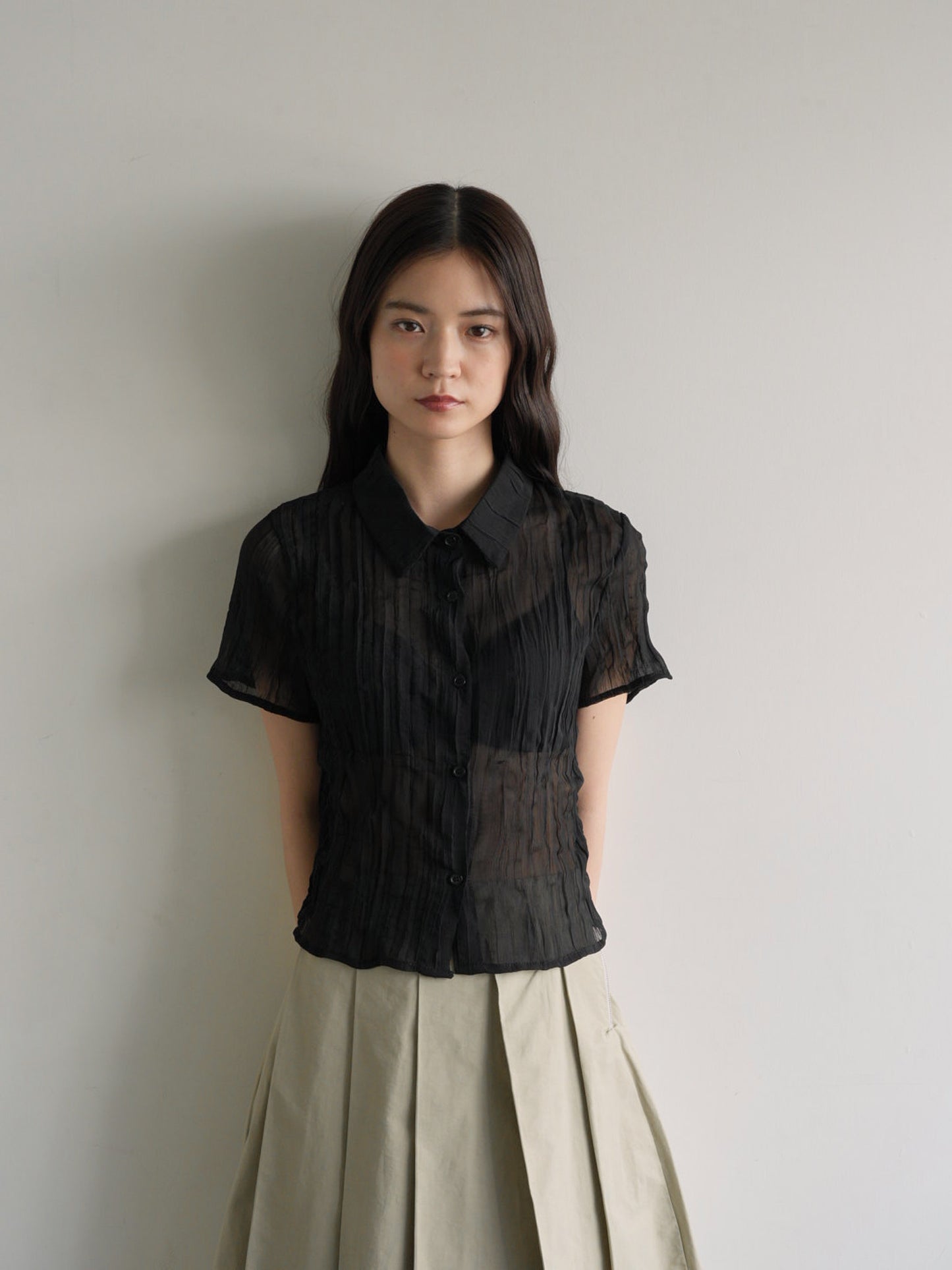 wrinkle crop shirt