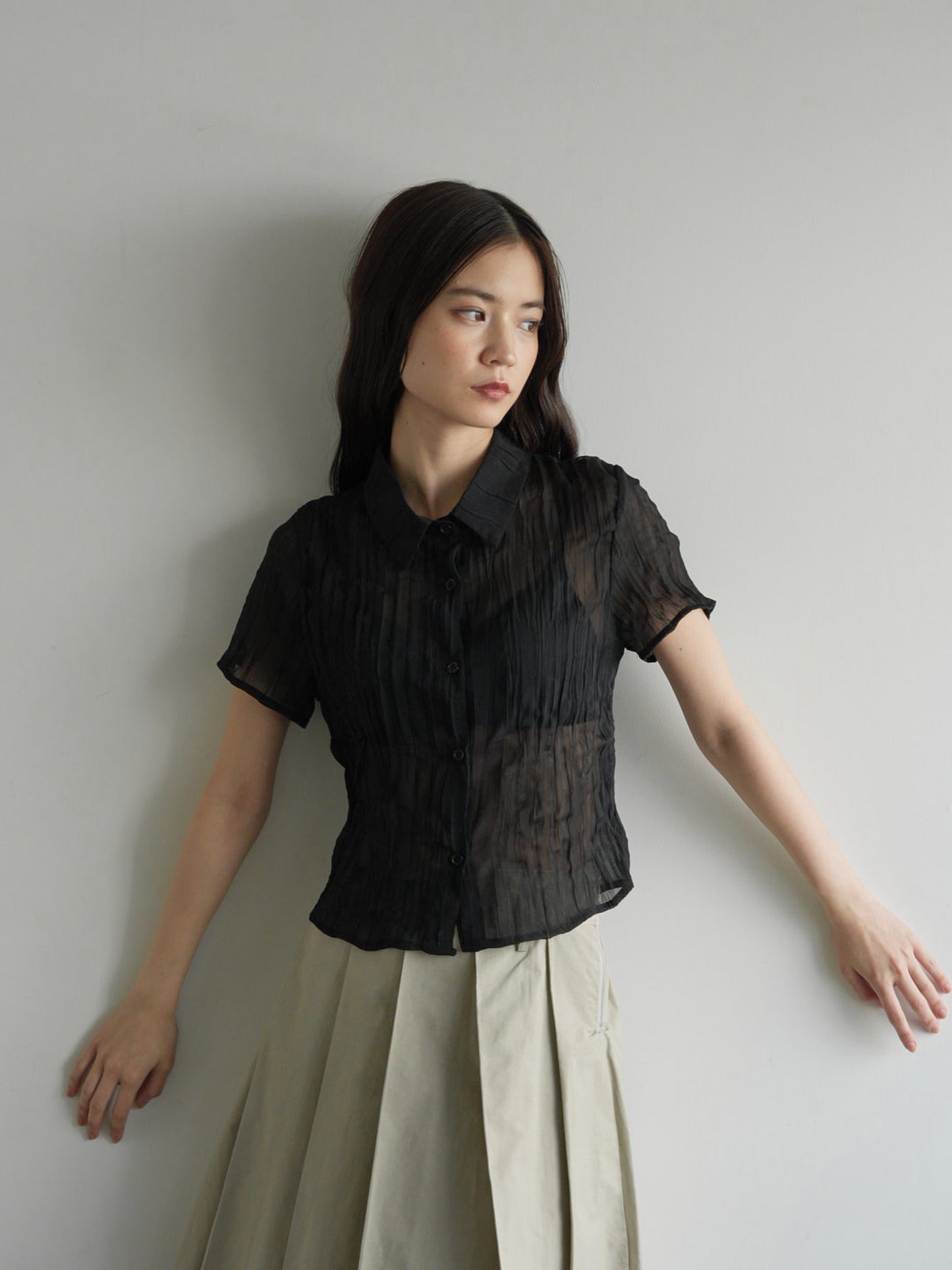 wrinkle crop shirt