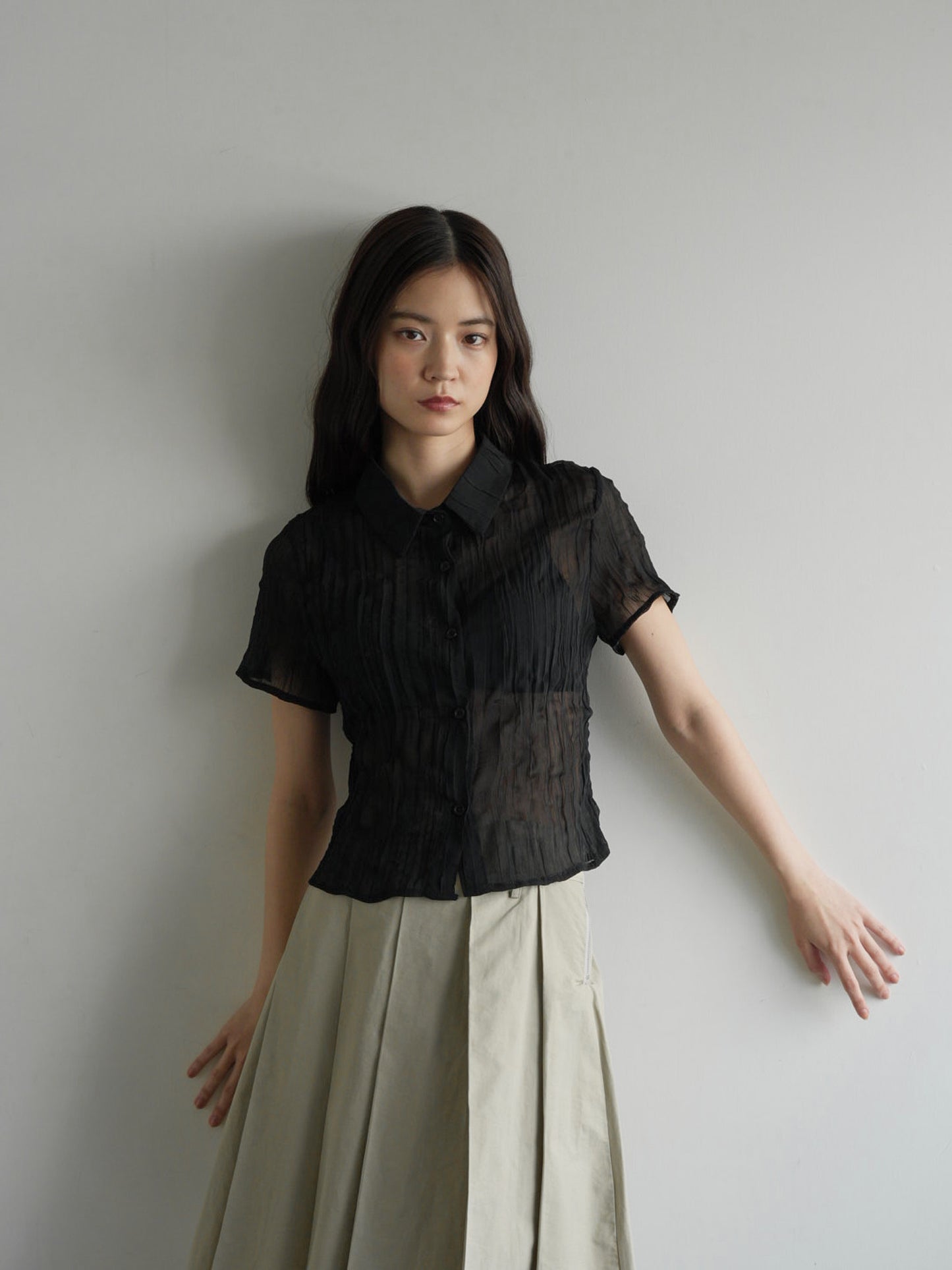 wrinkle crop shirt