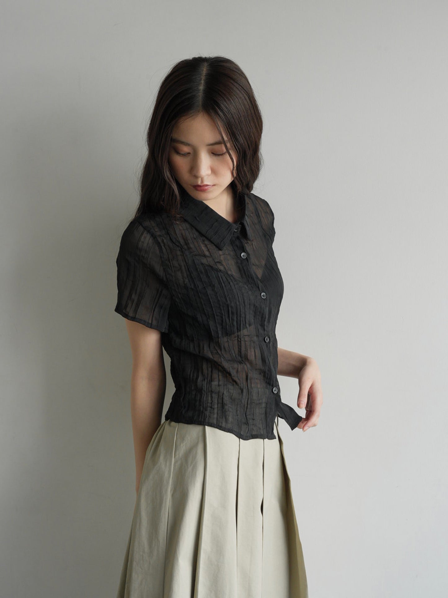 wrinkle crop shirt