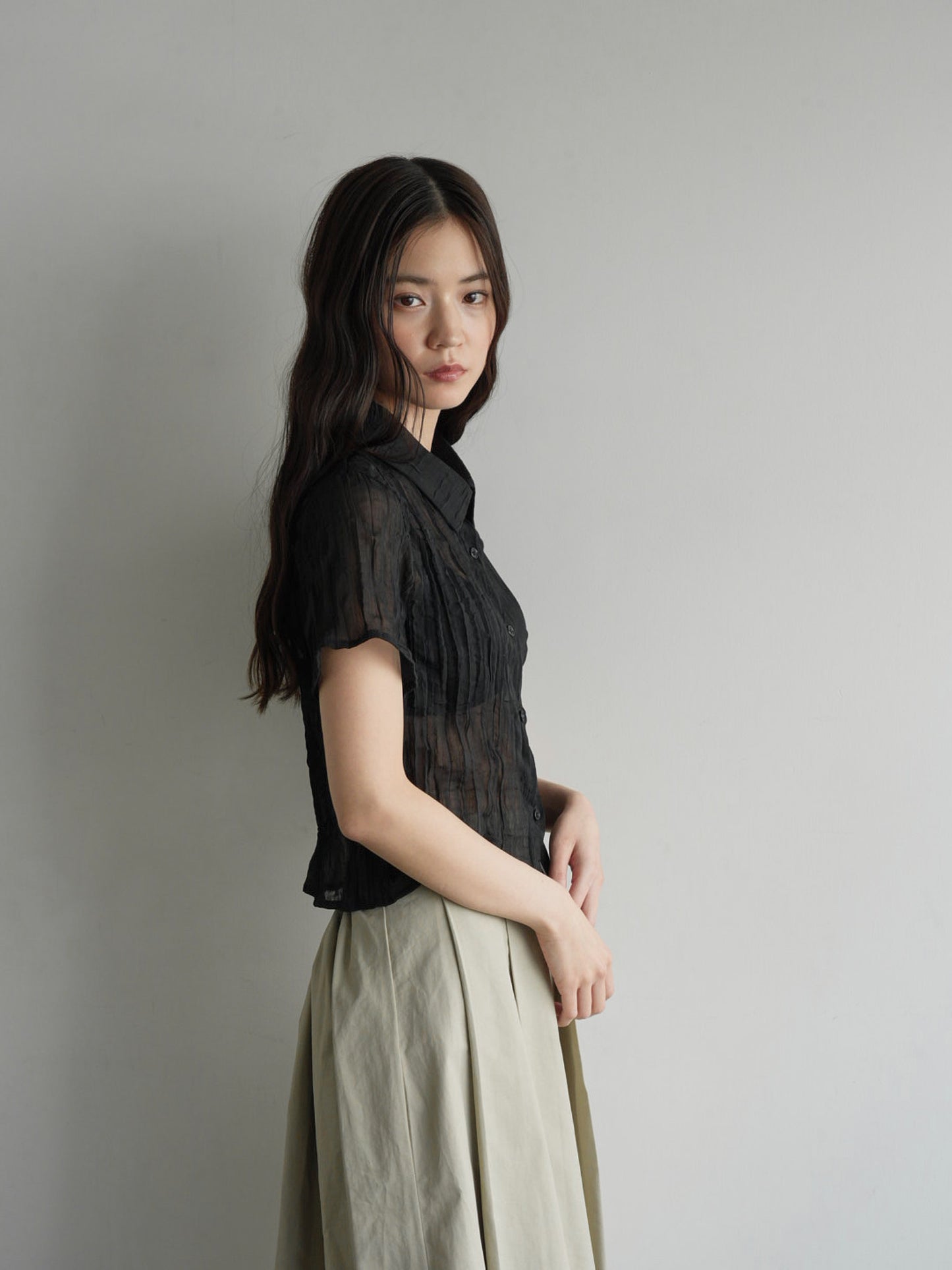 wrinkle crop shirt