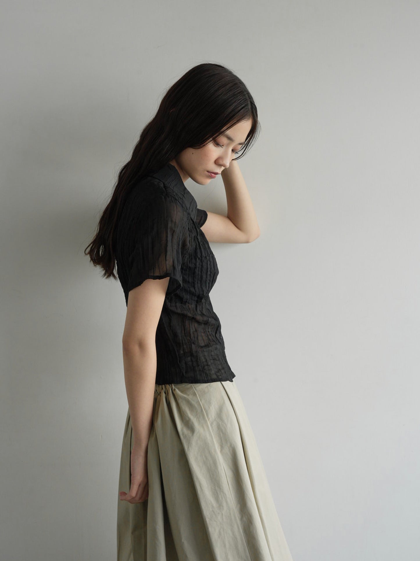 wrinkle crop shirt