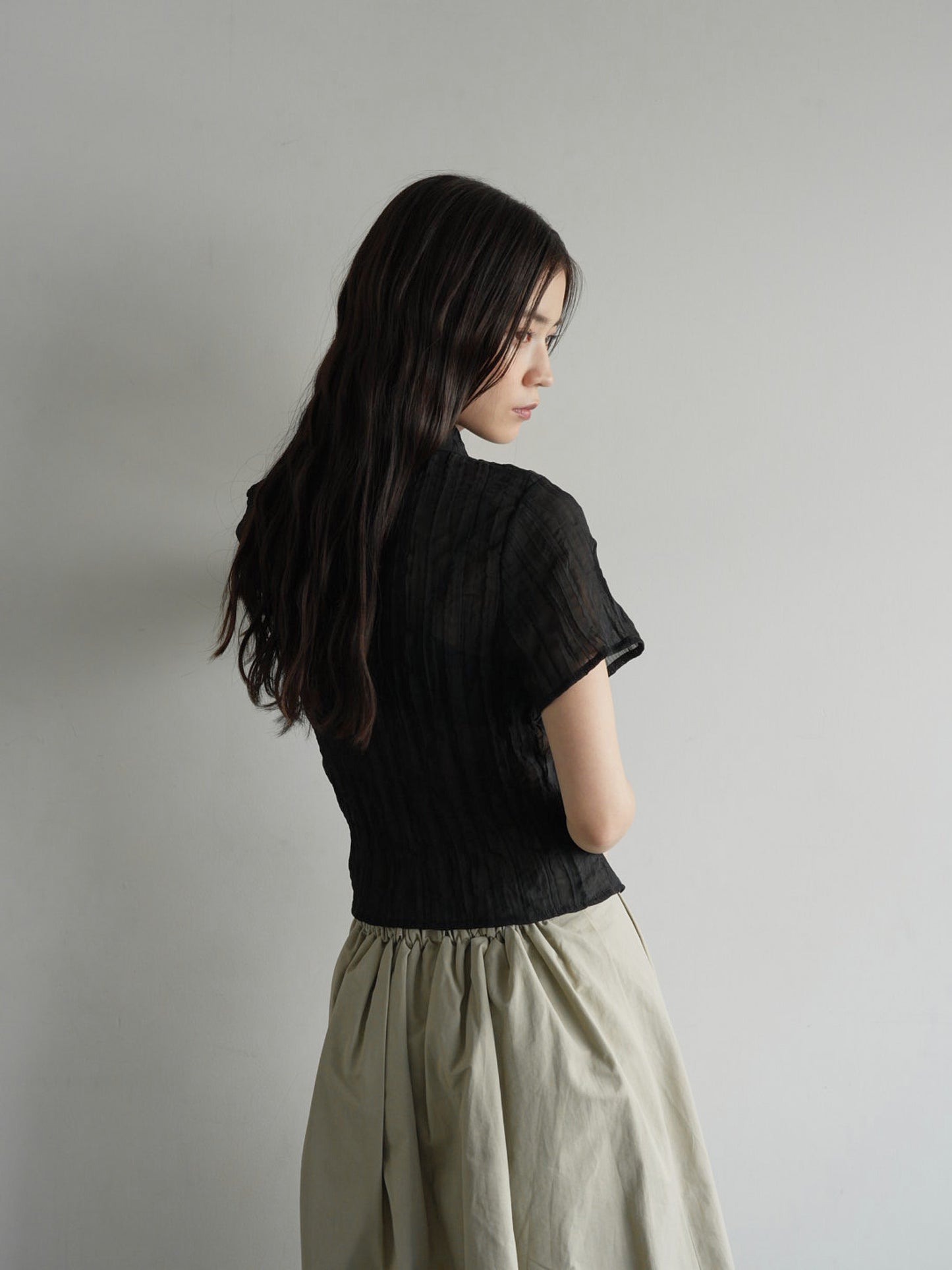 wrinkle crop shirt