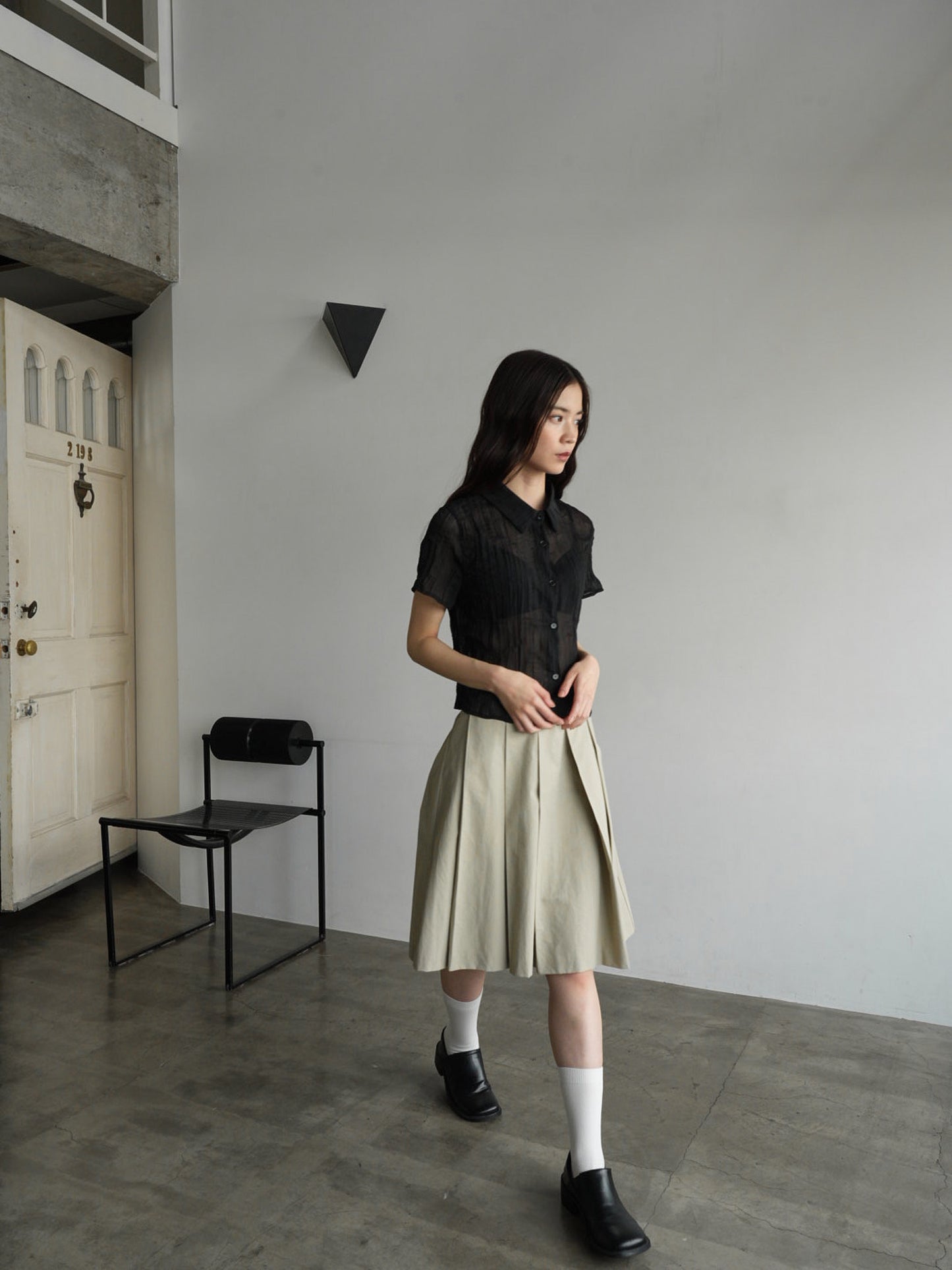 pleats midi skirt