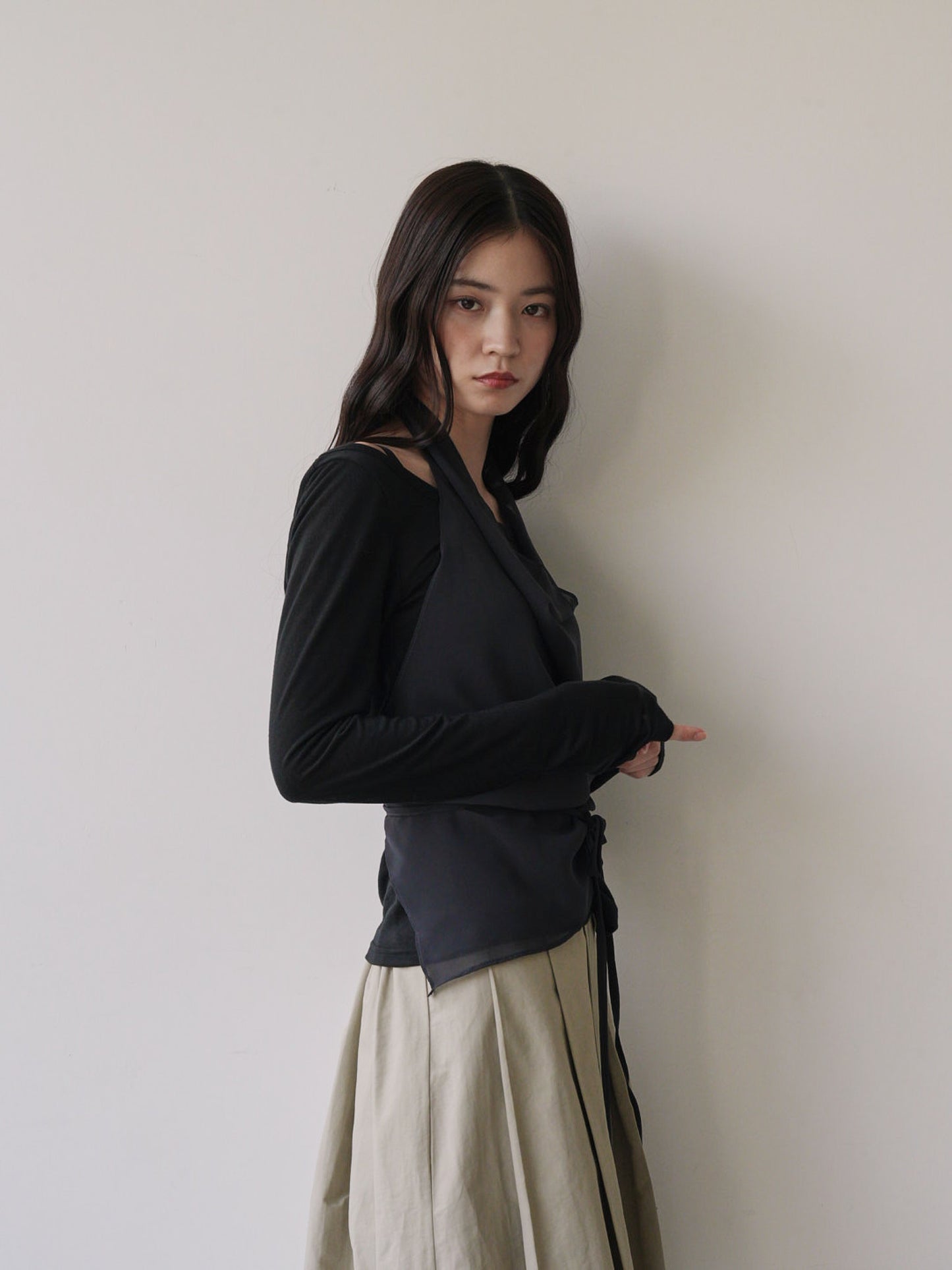 halter neck sheer blouse