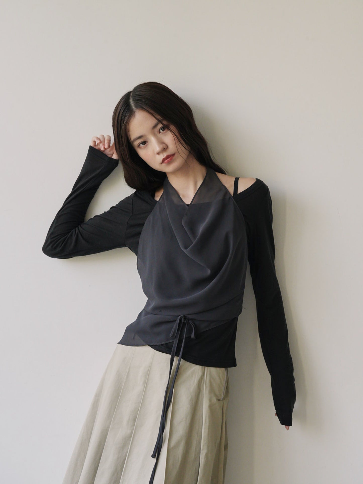 halter neck sheer blouse