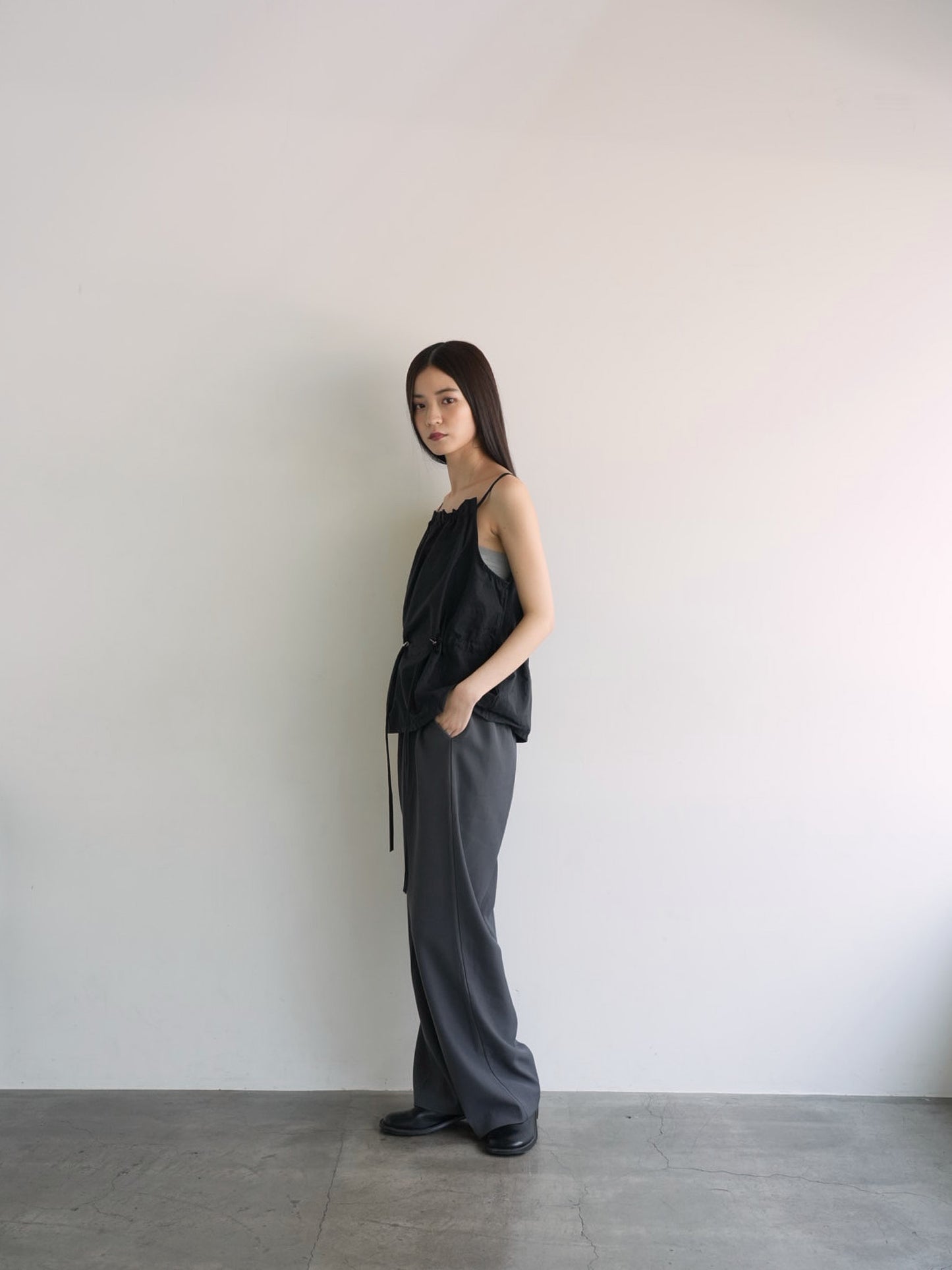 shirring nylon camisole tops