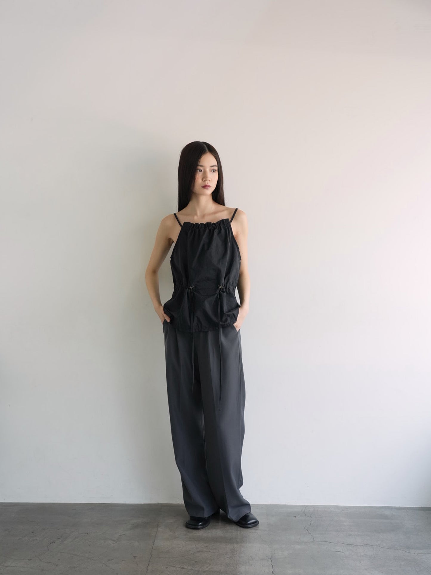 shirring nylon camisole tops