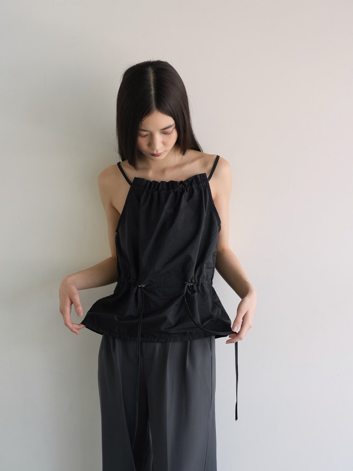 shirring nylon camisole tops