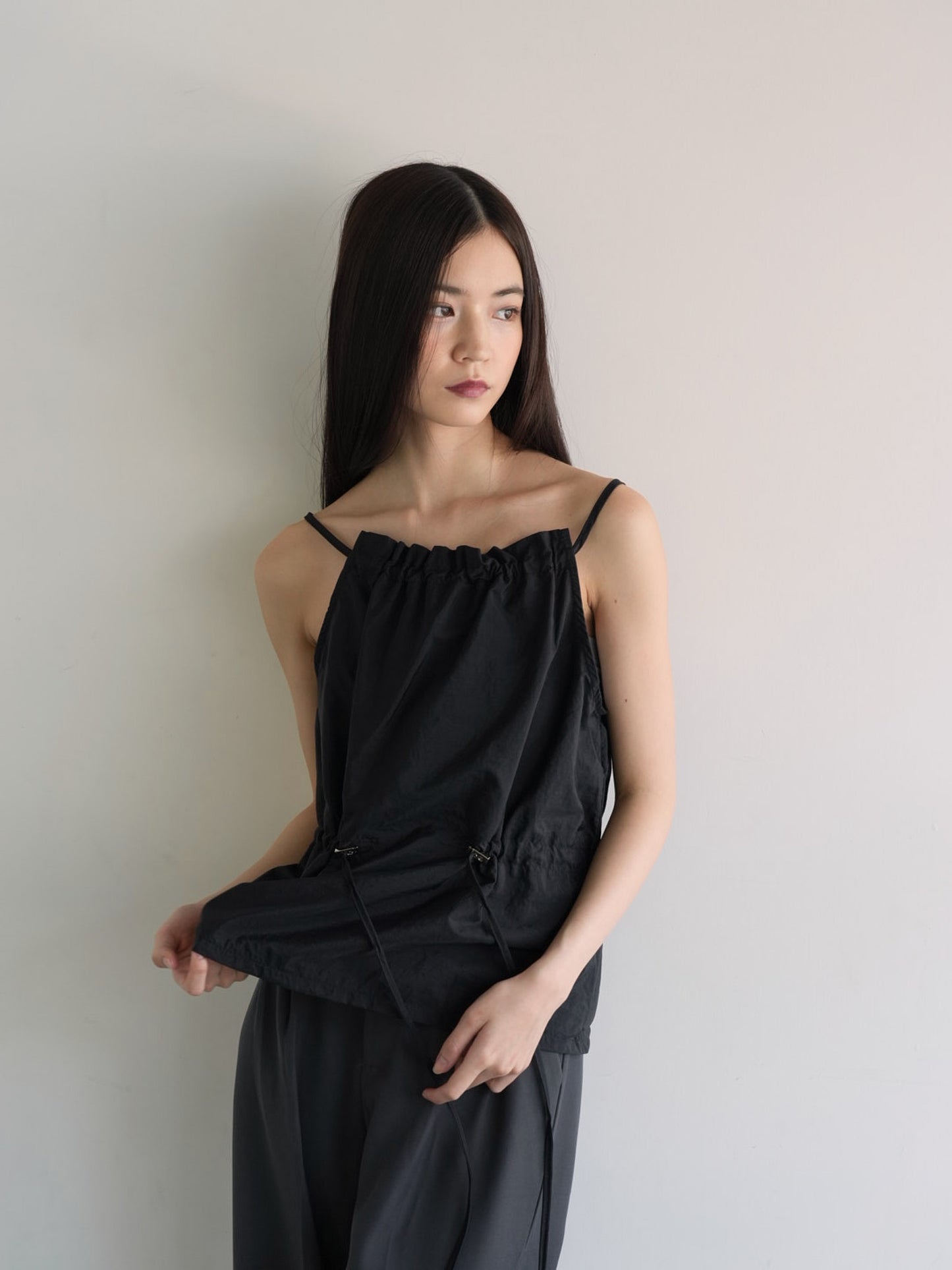 shirring nylon camisole tops