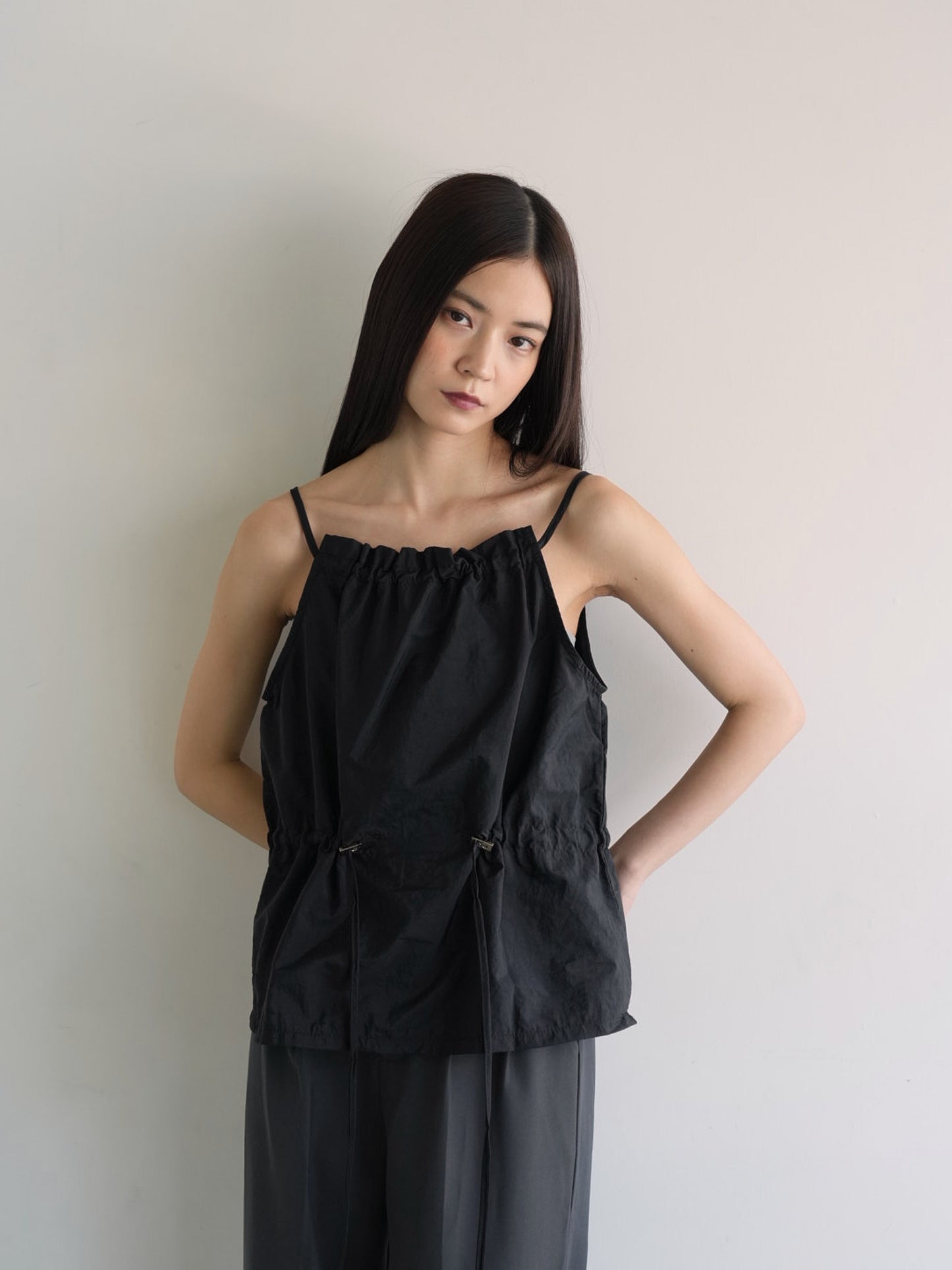 shirring nylon camisole tops