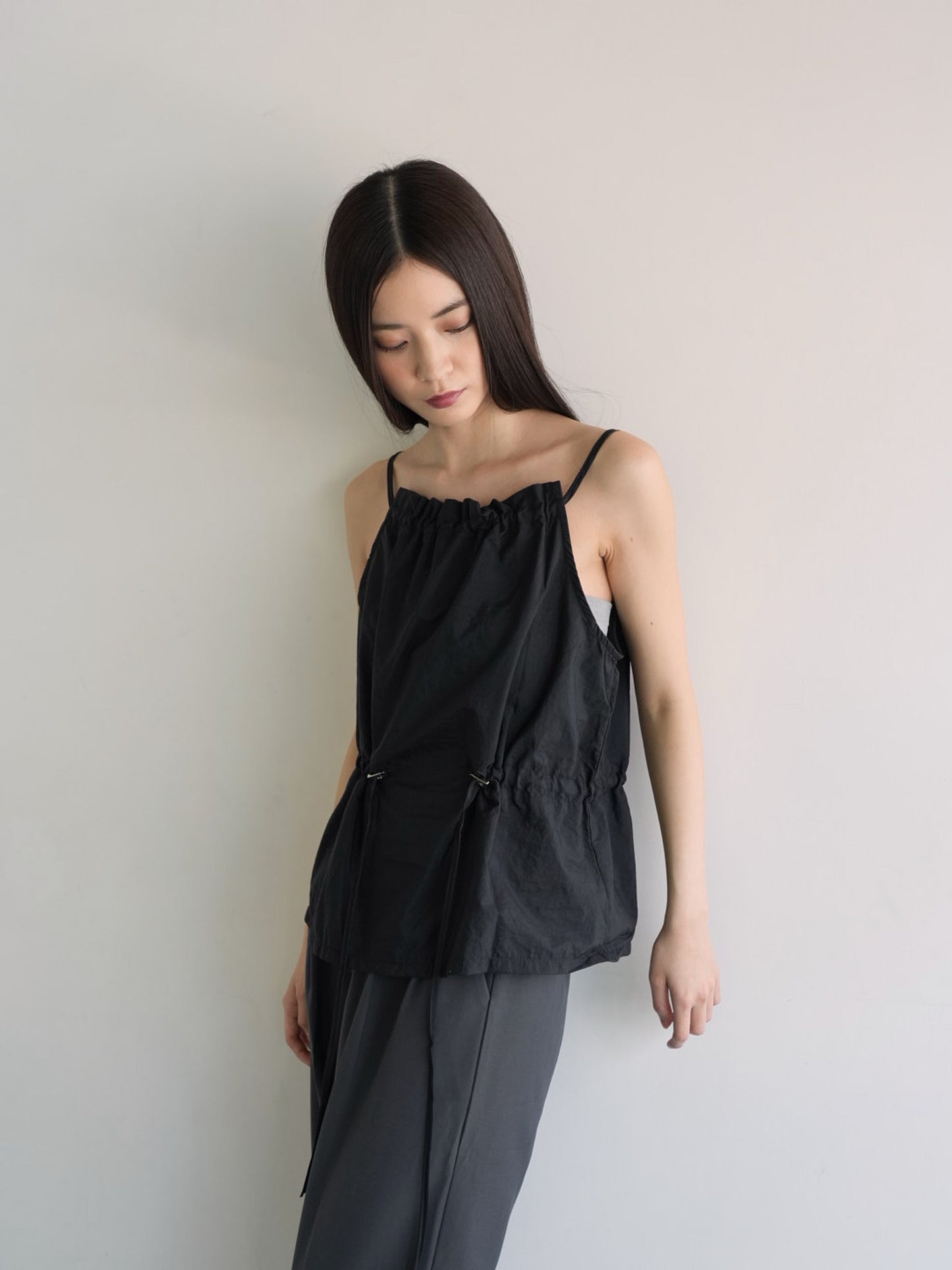 shirring nylon camisole tops