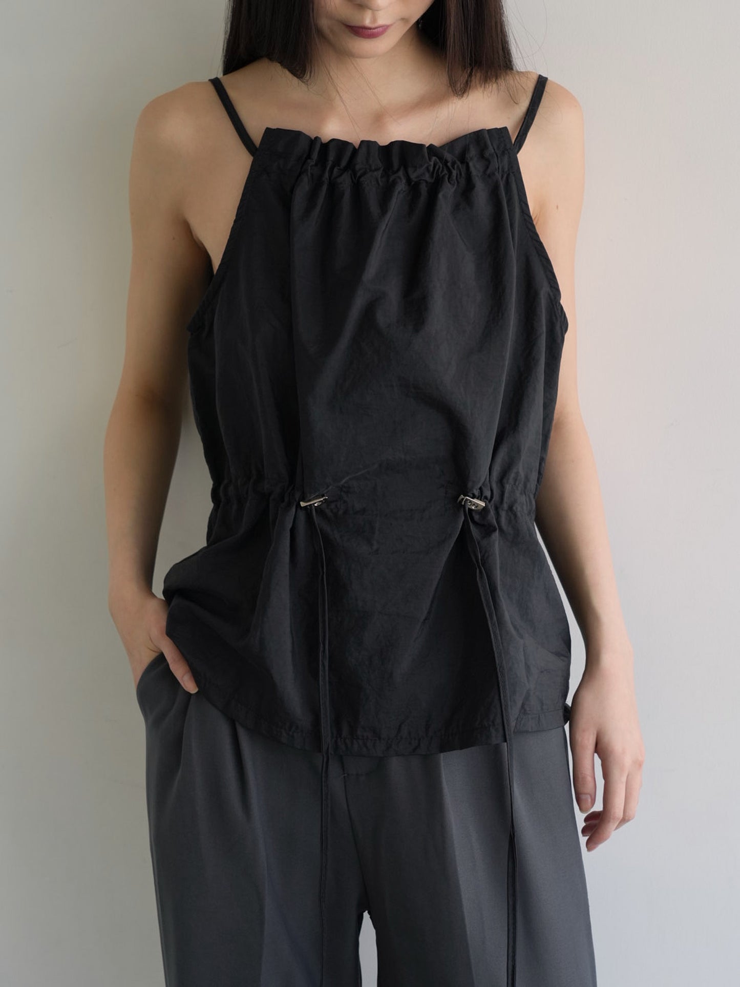 shirring nylon camisole tops