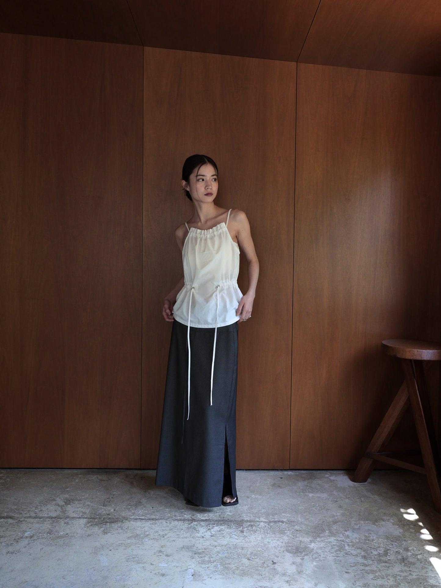 shirring nylon camisole tops