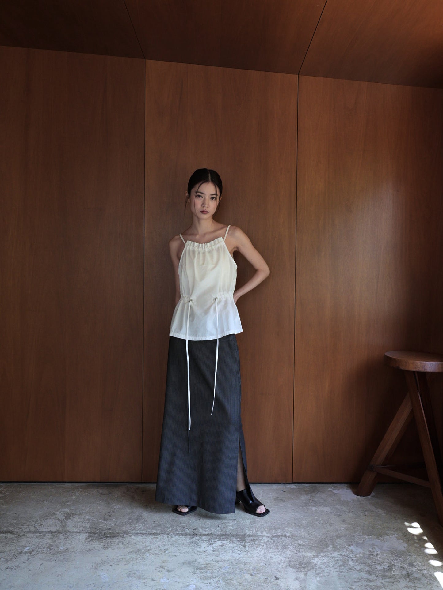 shirring nylon camisole tops