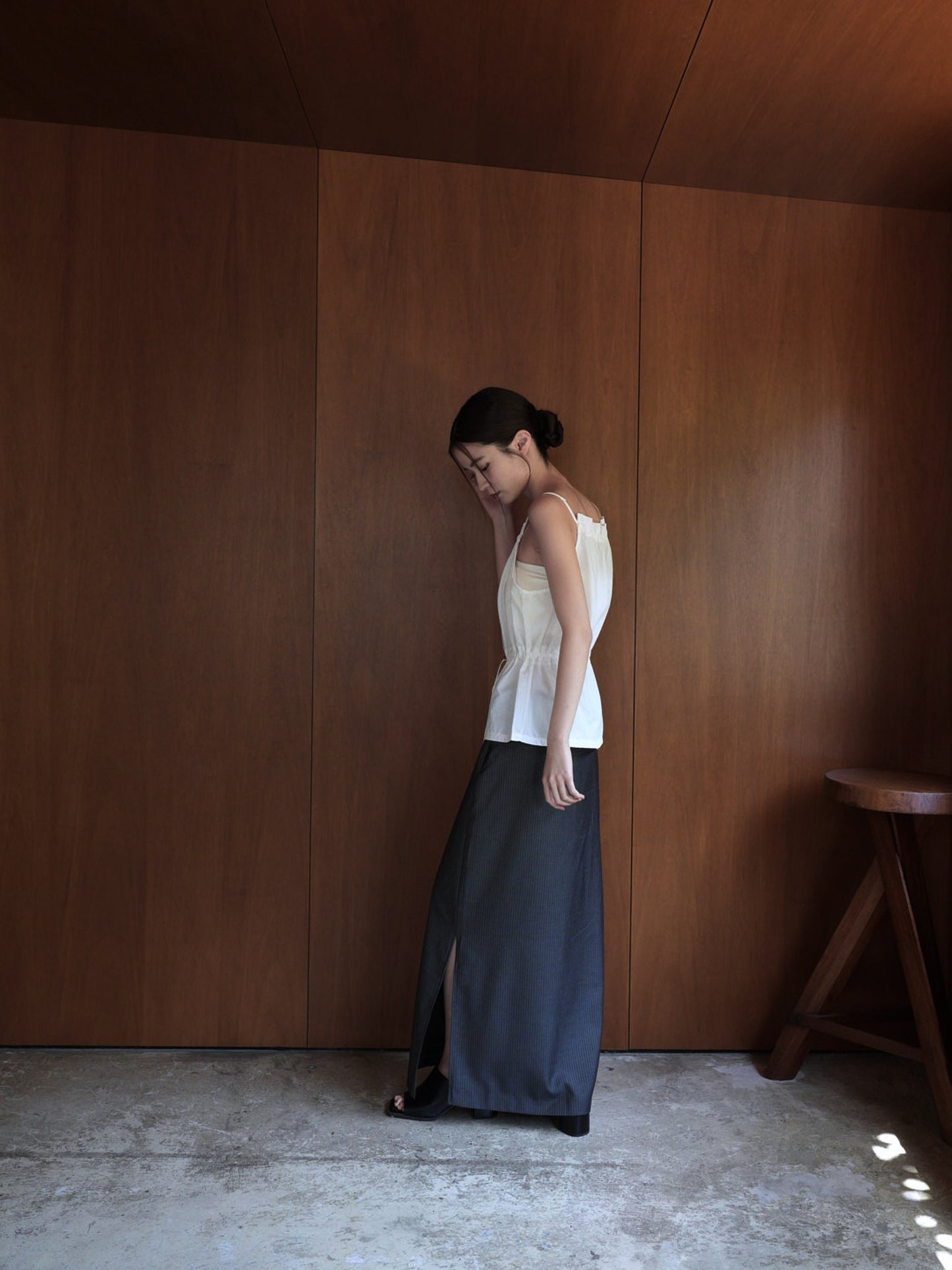 shirring nylon camisole tops