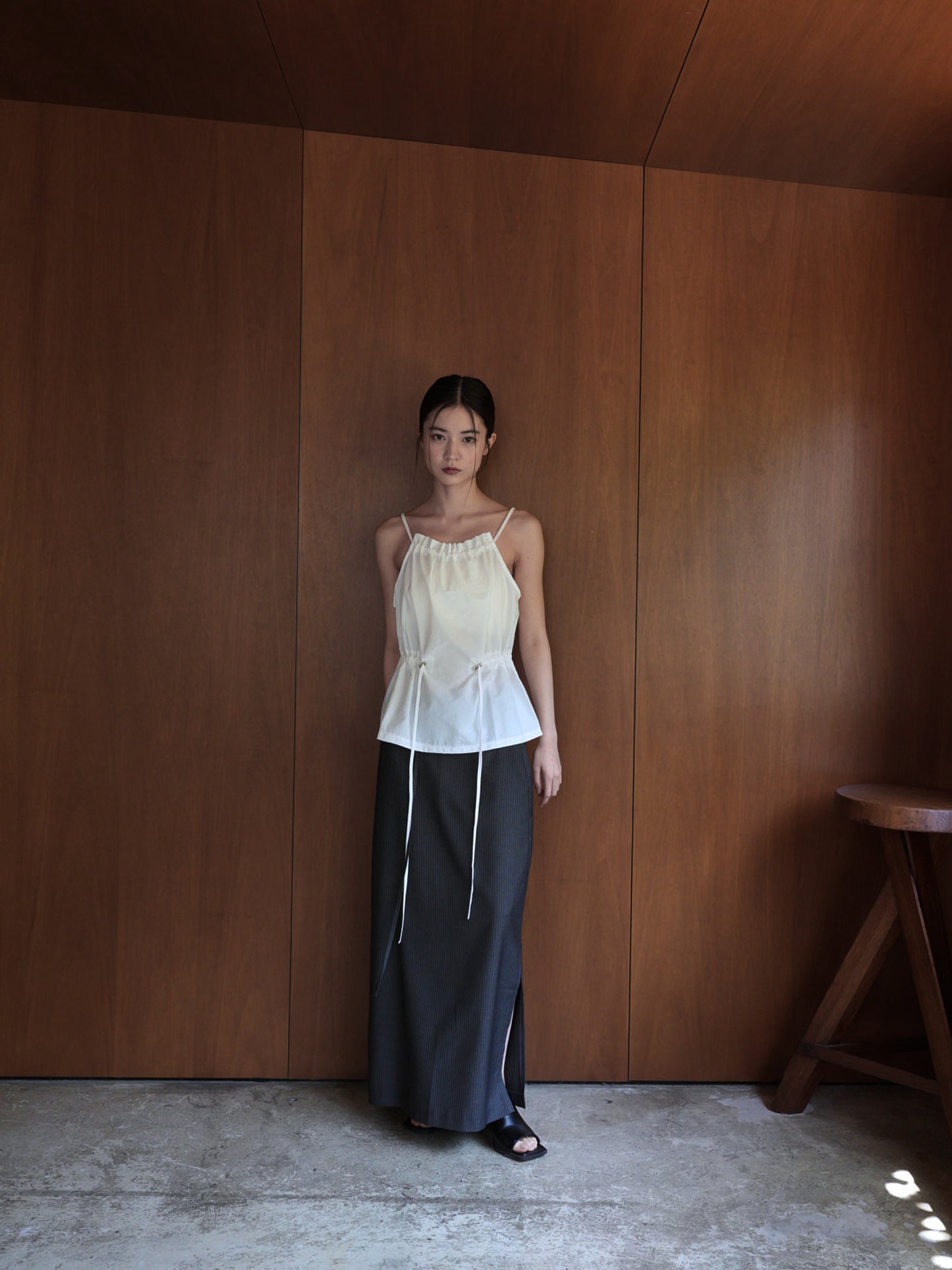 shirring nylon camisole tops