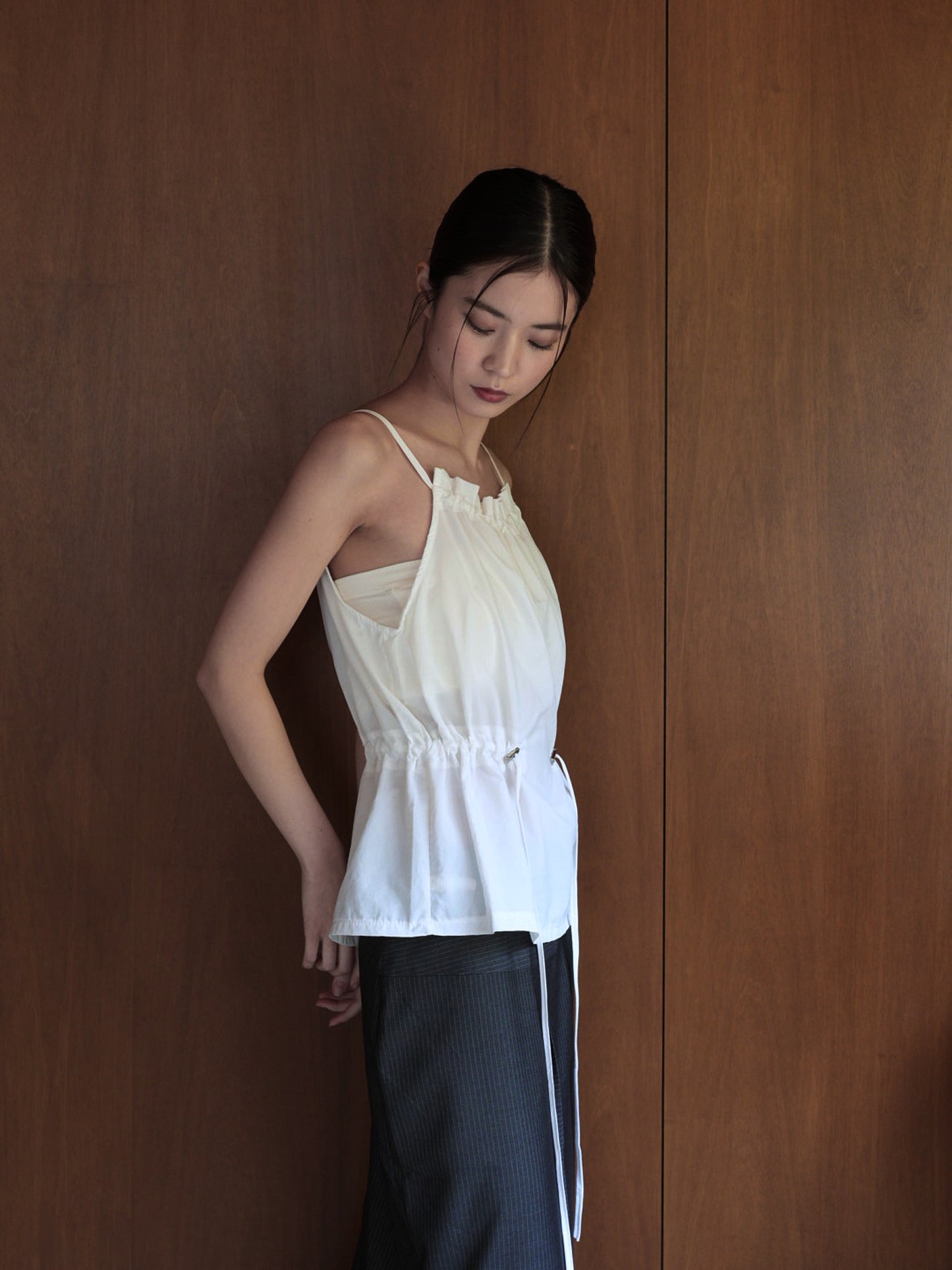shirring nylon camisole tops