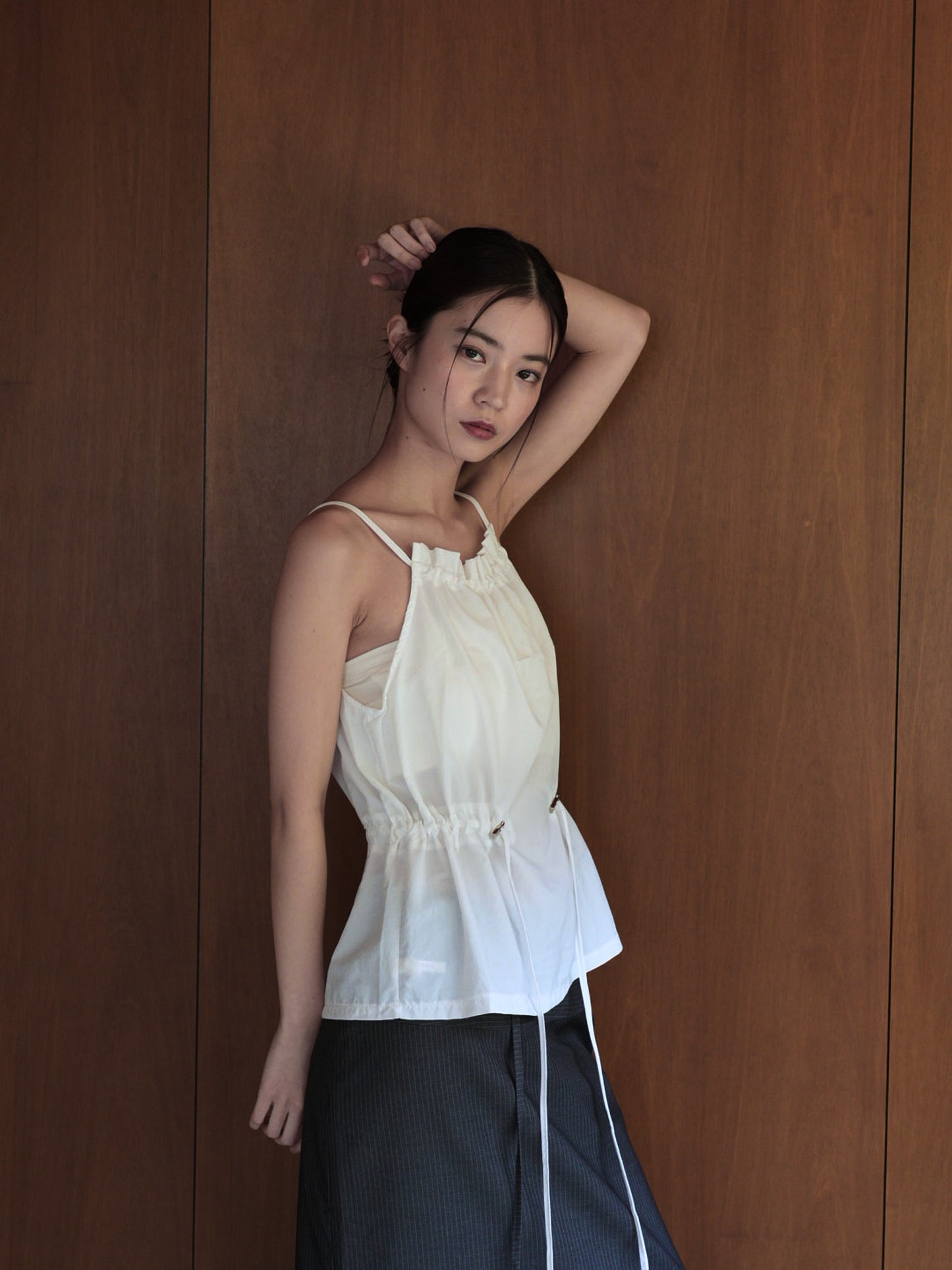 shirring nylon camisole tops