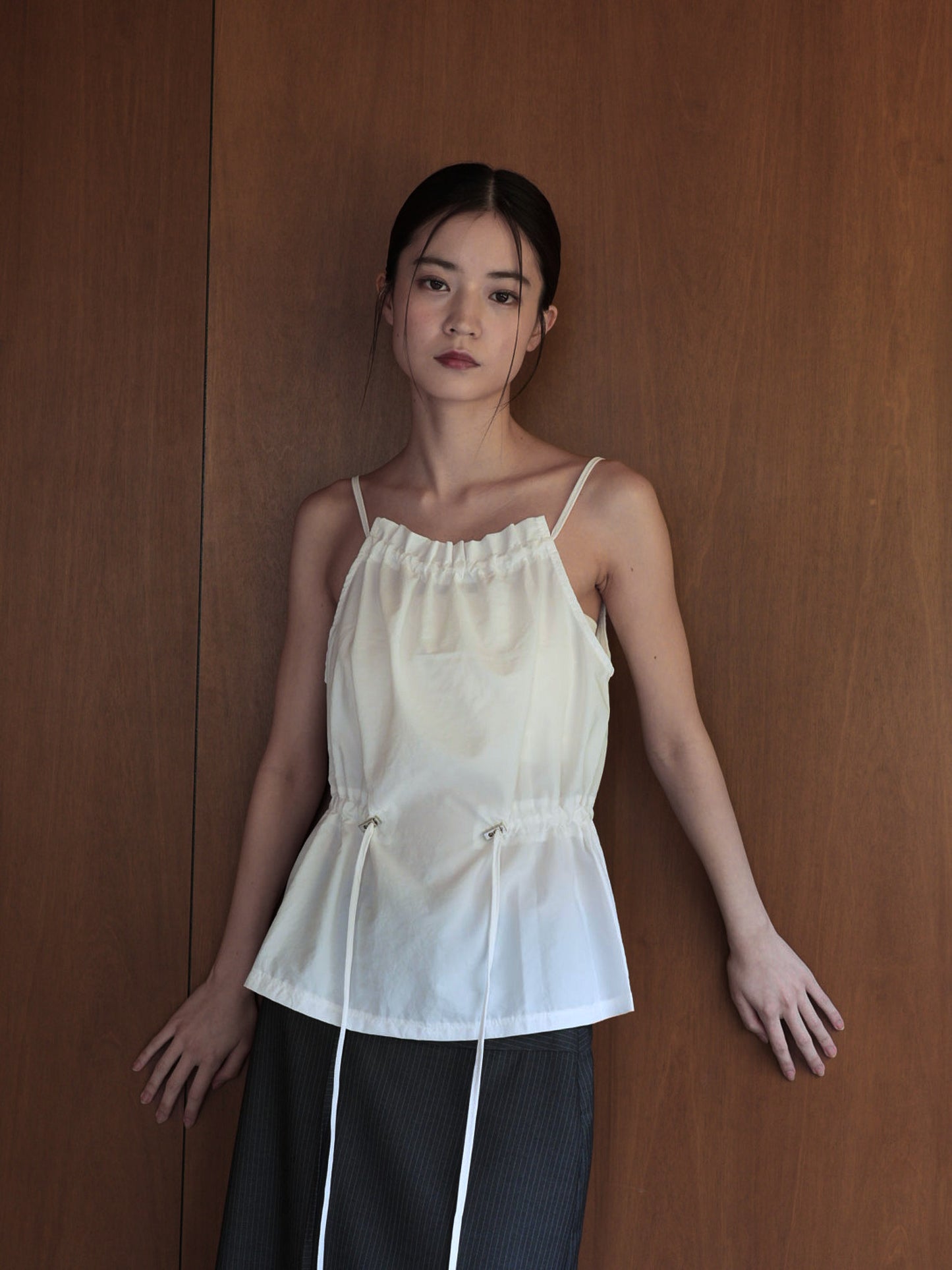 shirring nylon camisole tops