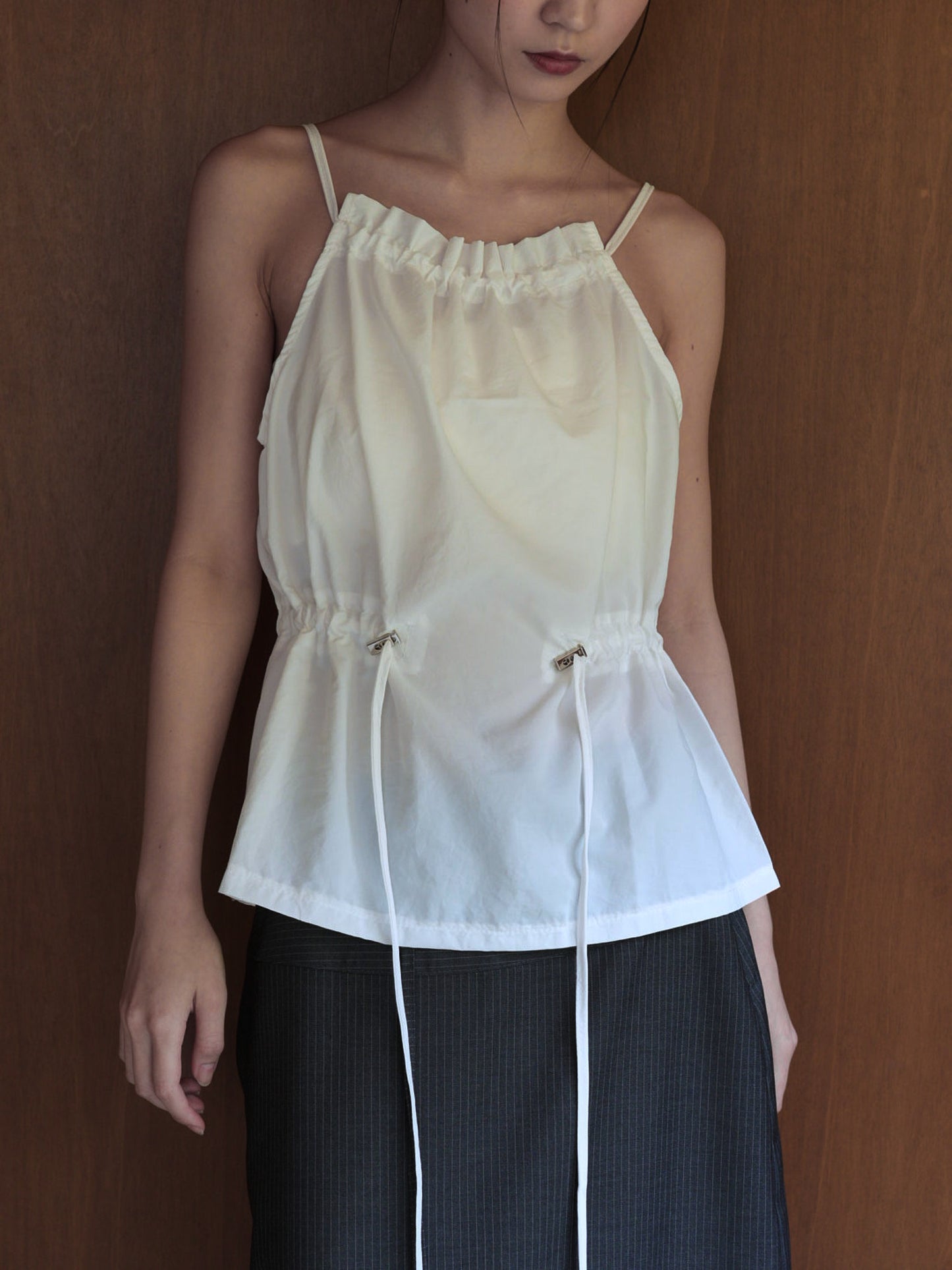 shirring nylon camisole tops