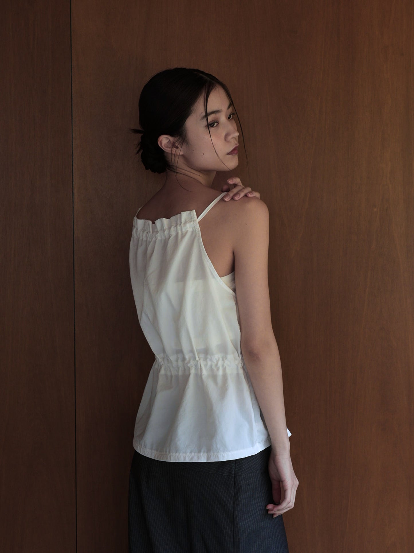 shirring nylon camisole tops