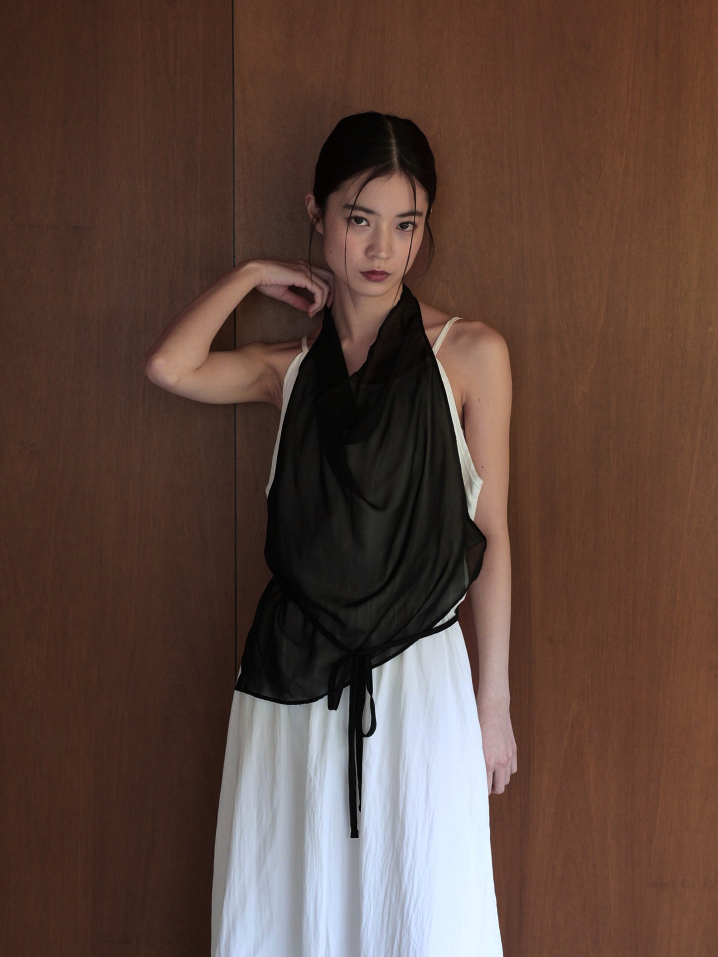 halter neck sheer blouse