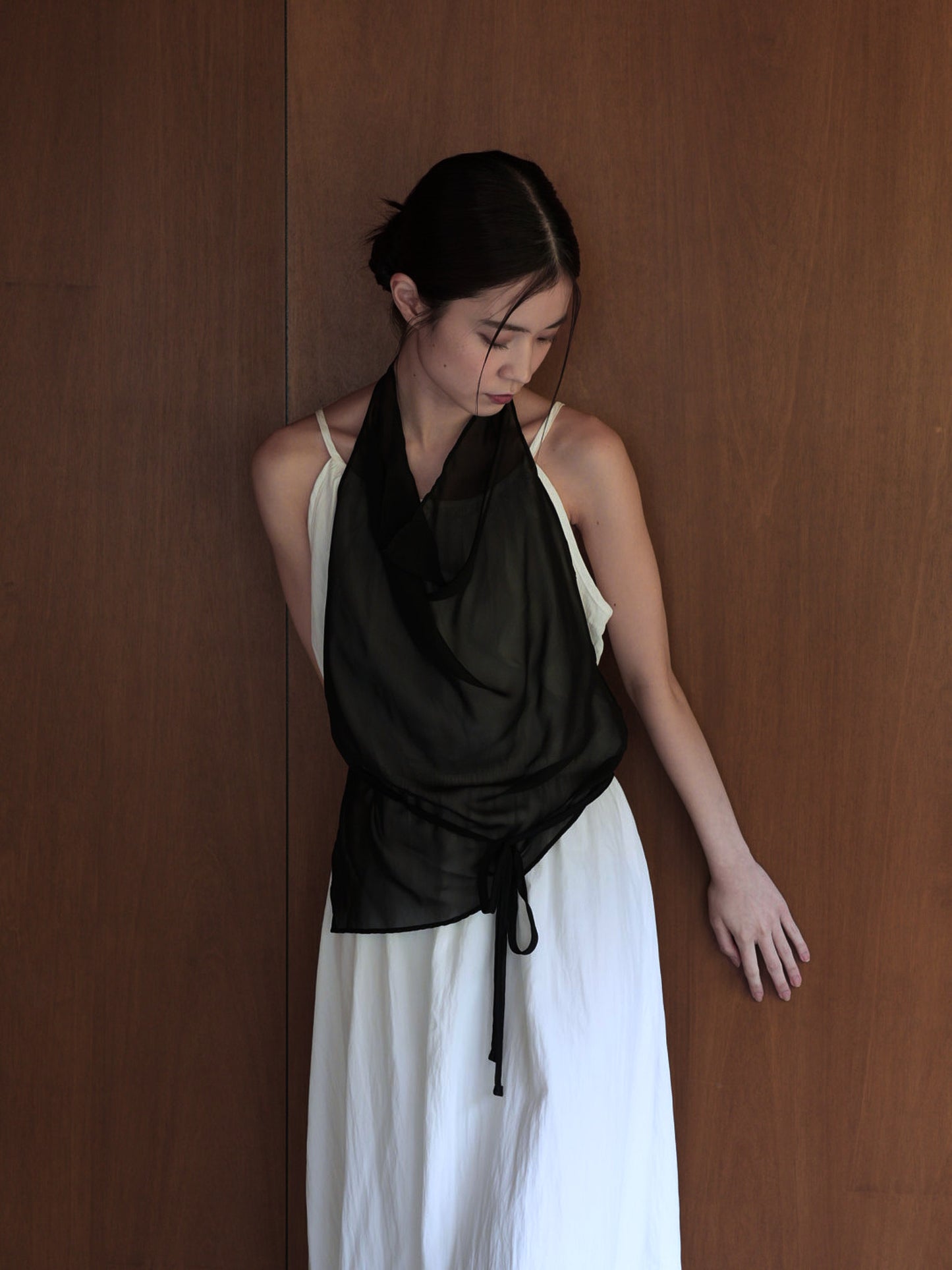 halter neck sheer blouse