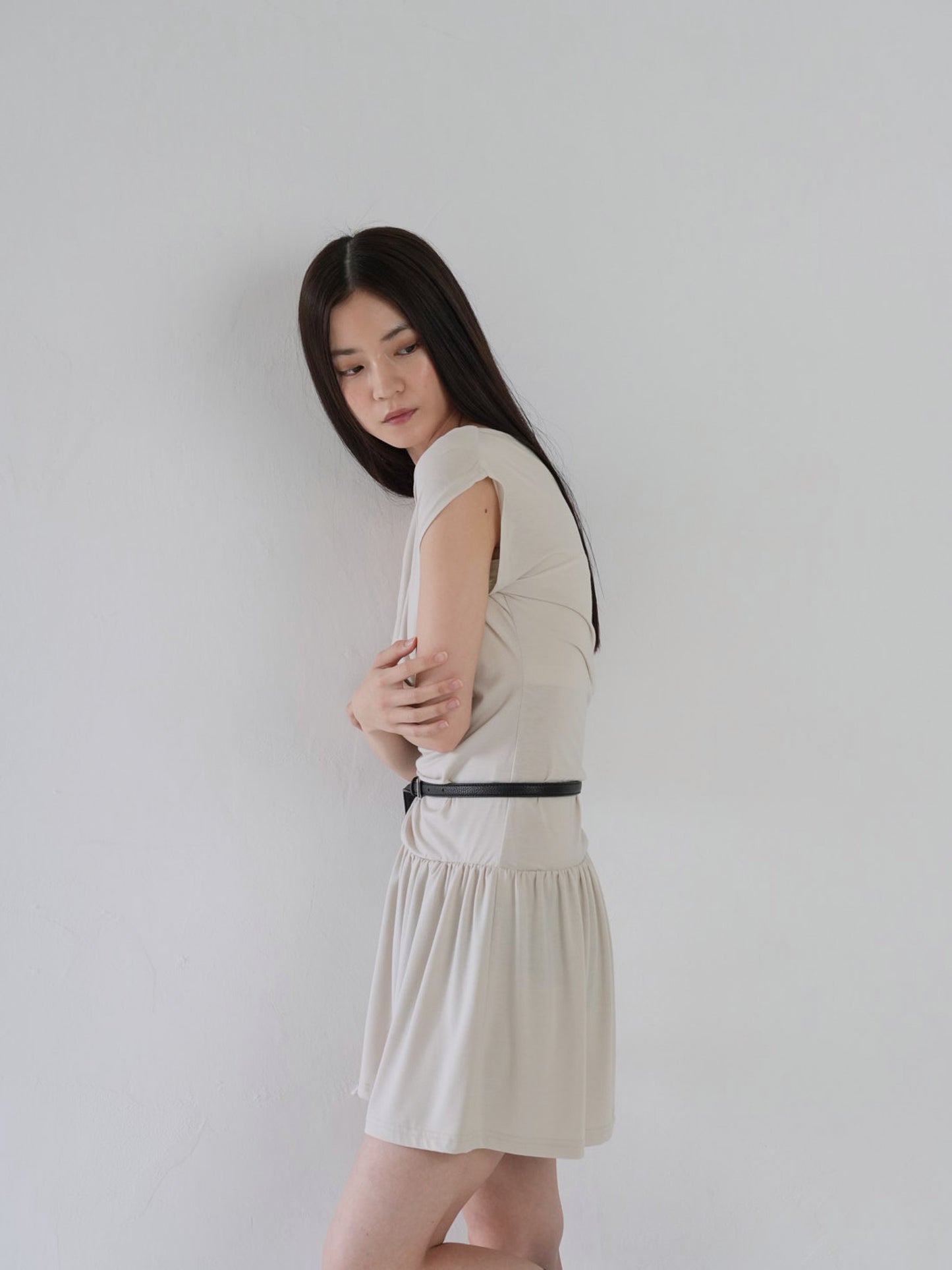 half shoulder gather tops