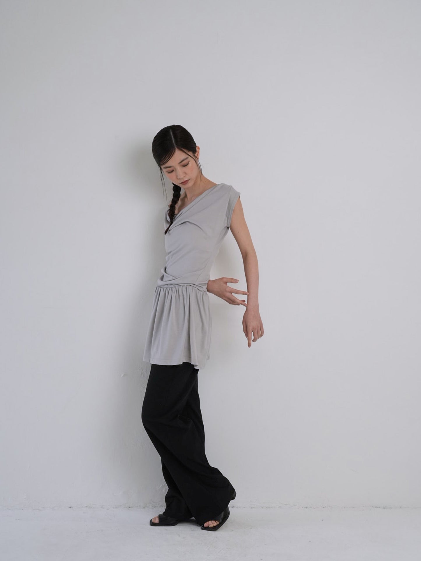 half shoulder gather tops