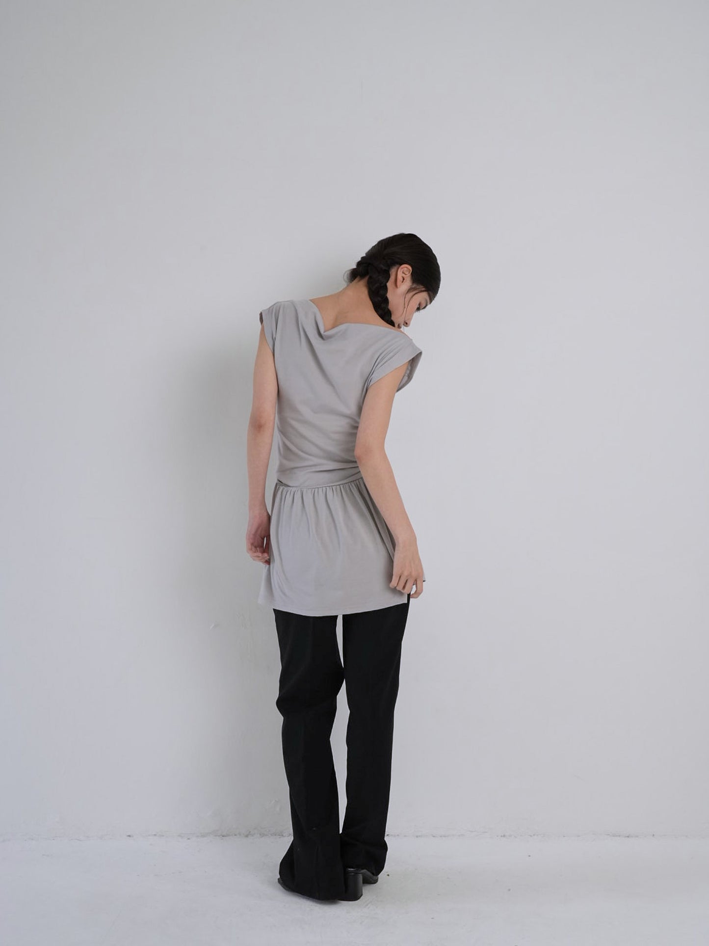 half shoulder gather tops
