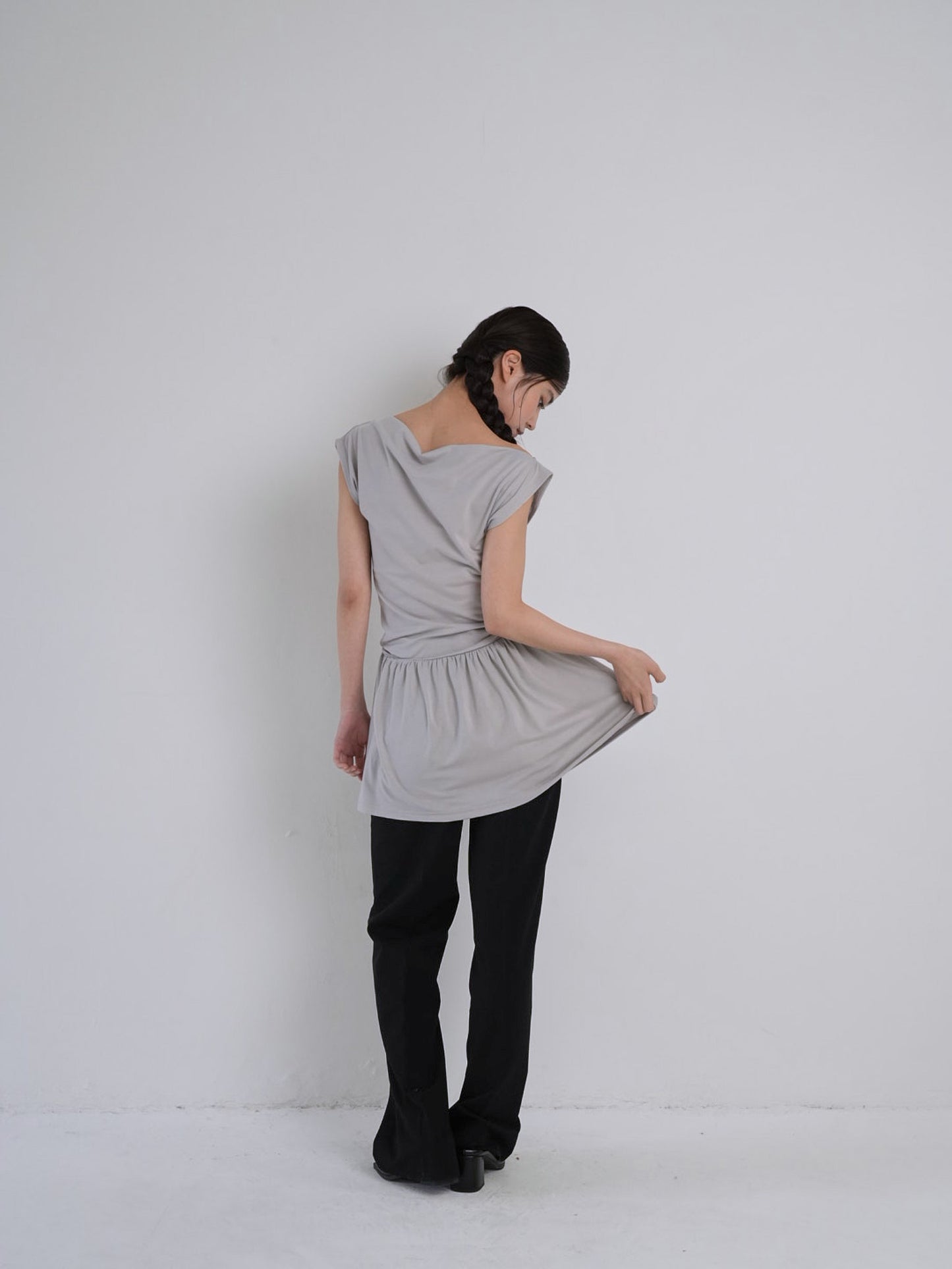 half shoulder gather tops