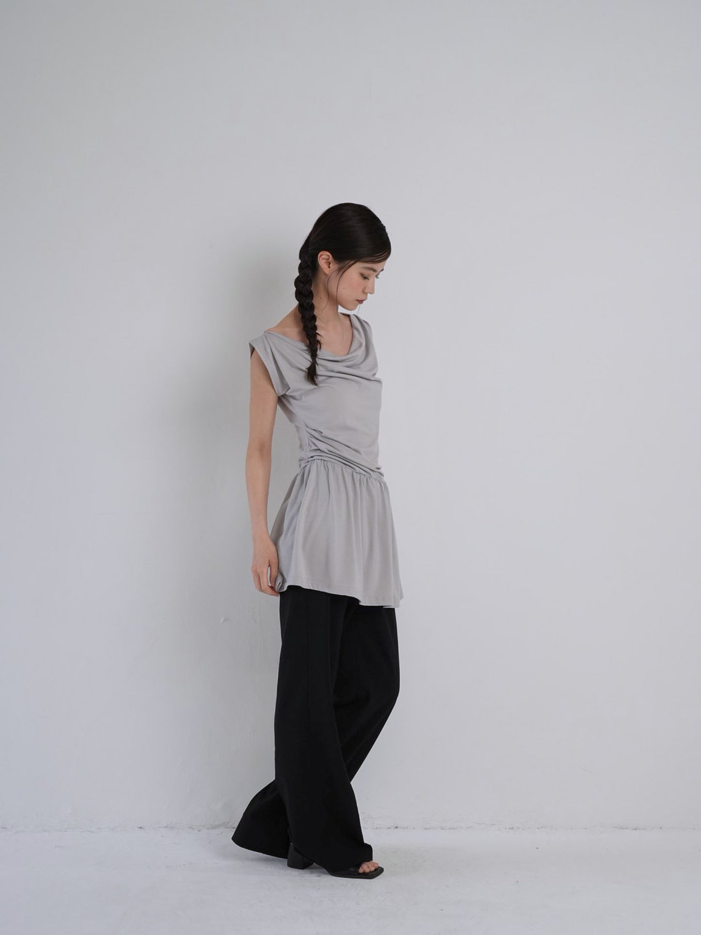 half shoulder gather tops