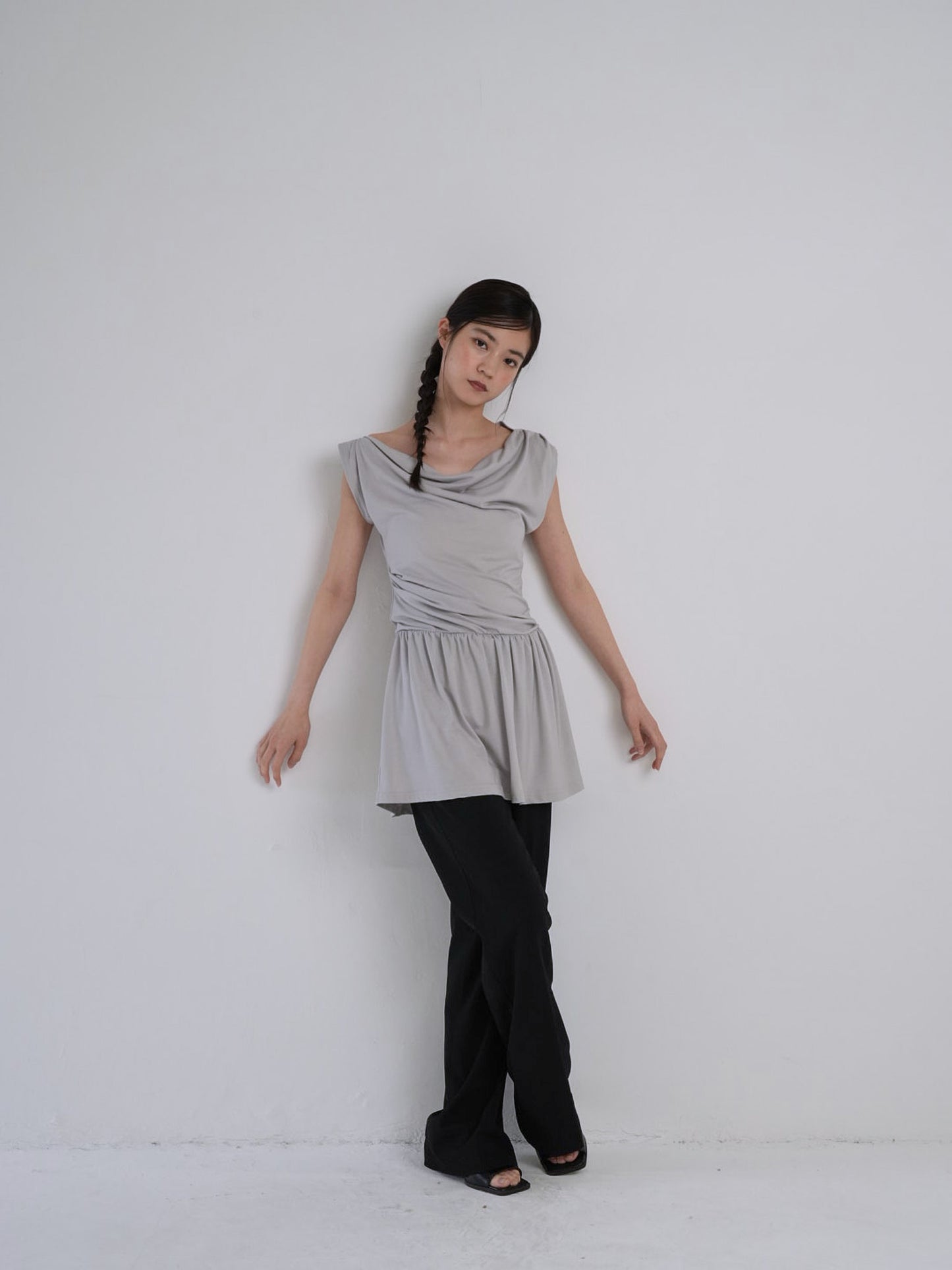 half shoulder gather tops
