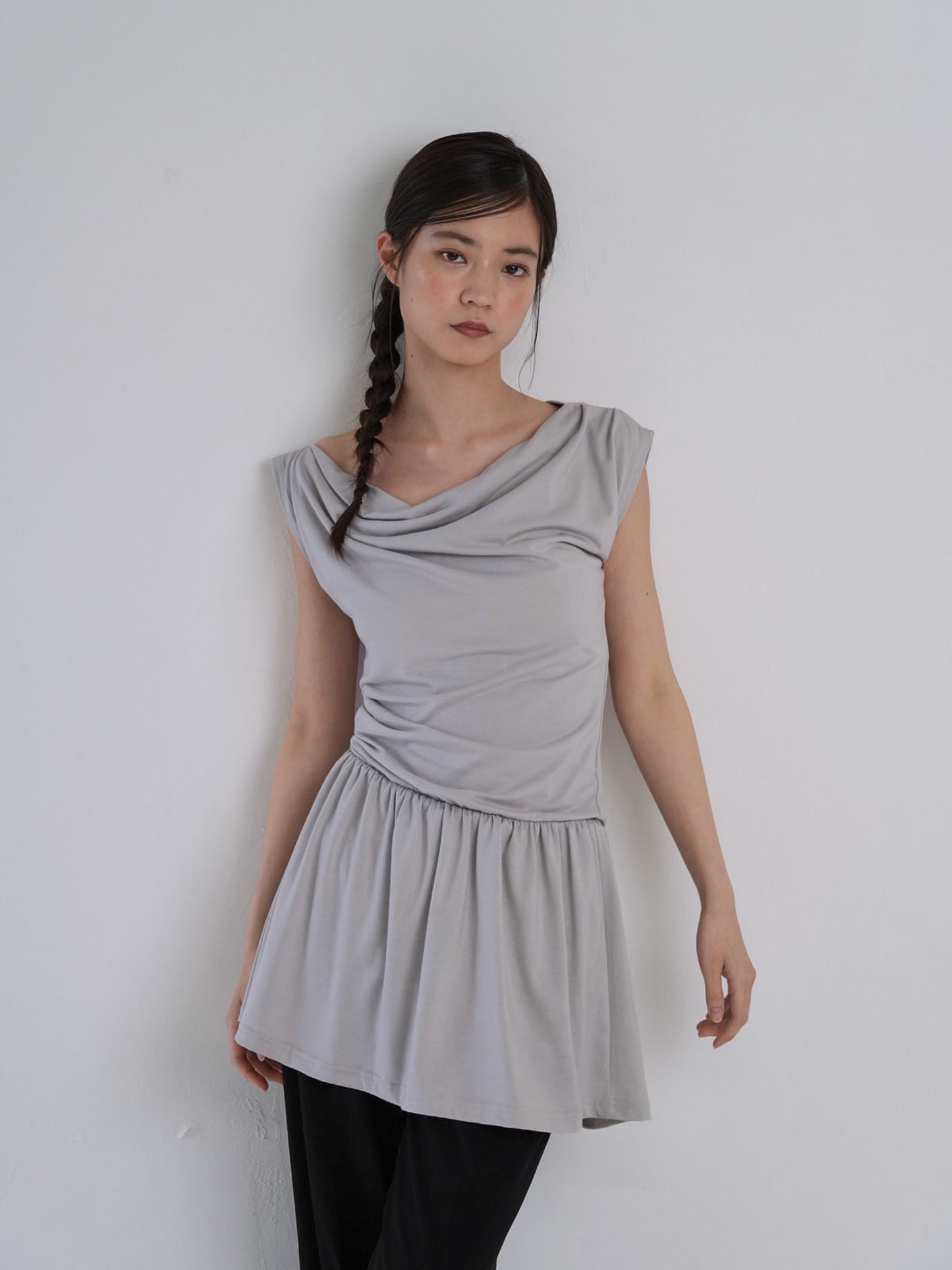 half shoulder gather tops