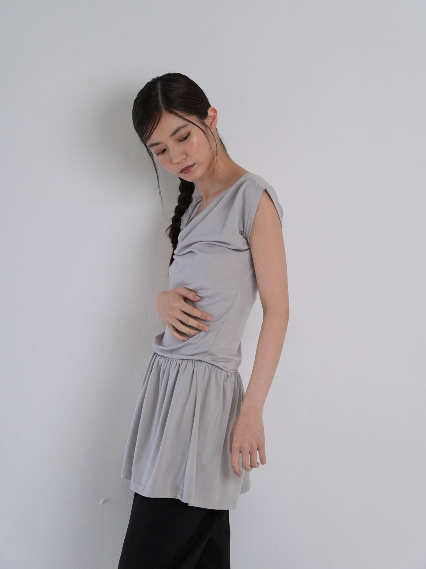 half shoulder gather tops