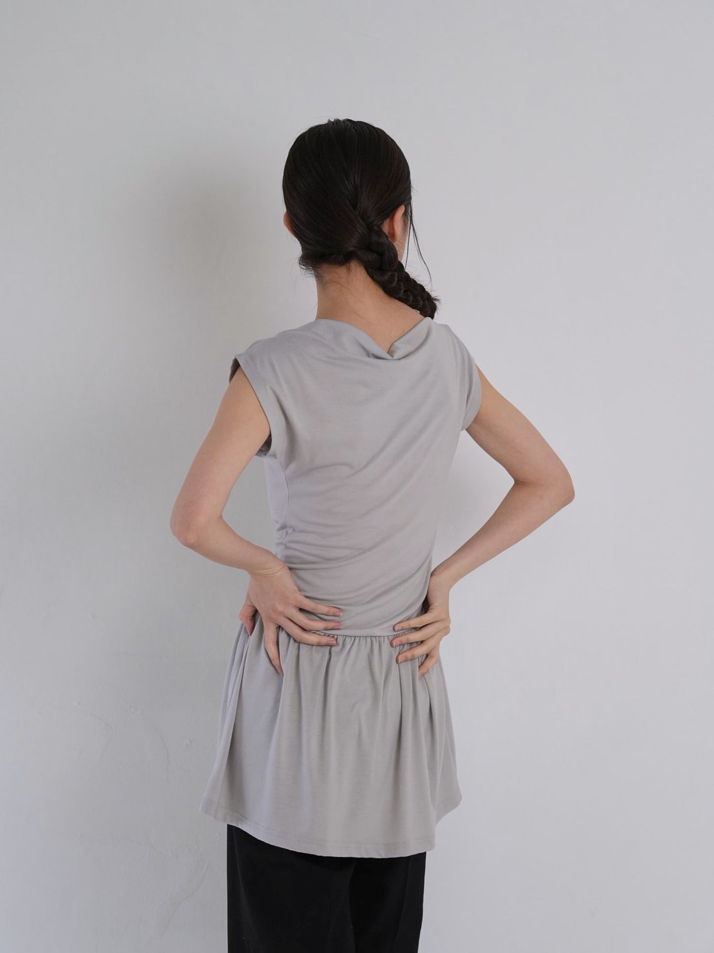 half shoulder gather tops