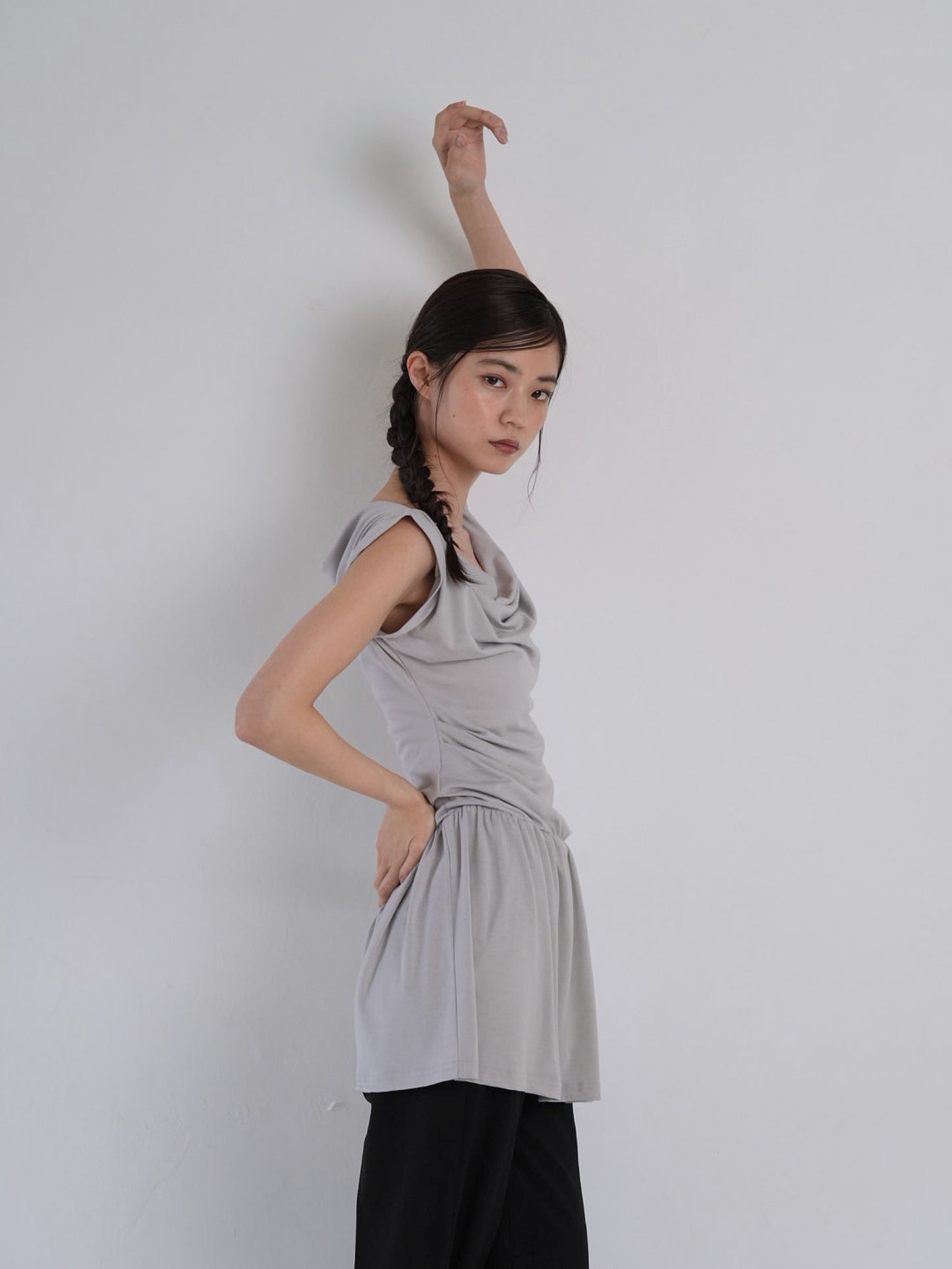 half shoulder gather tops