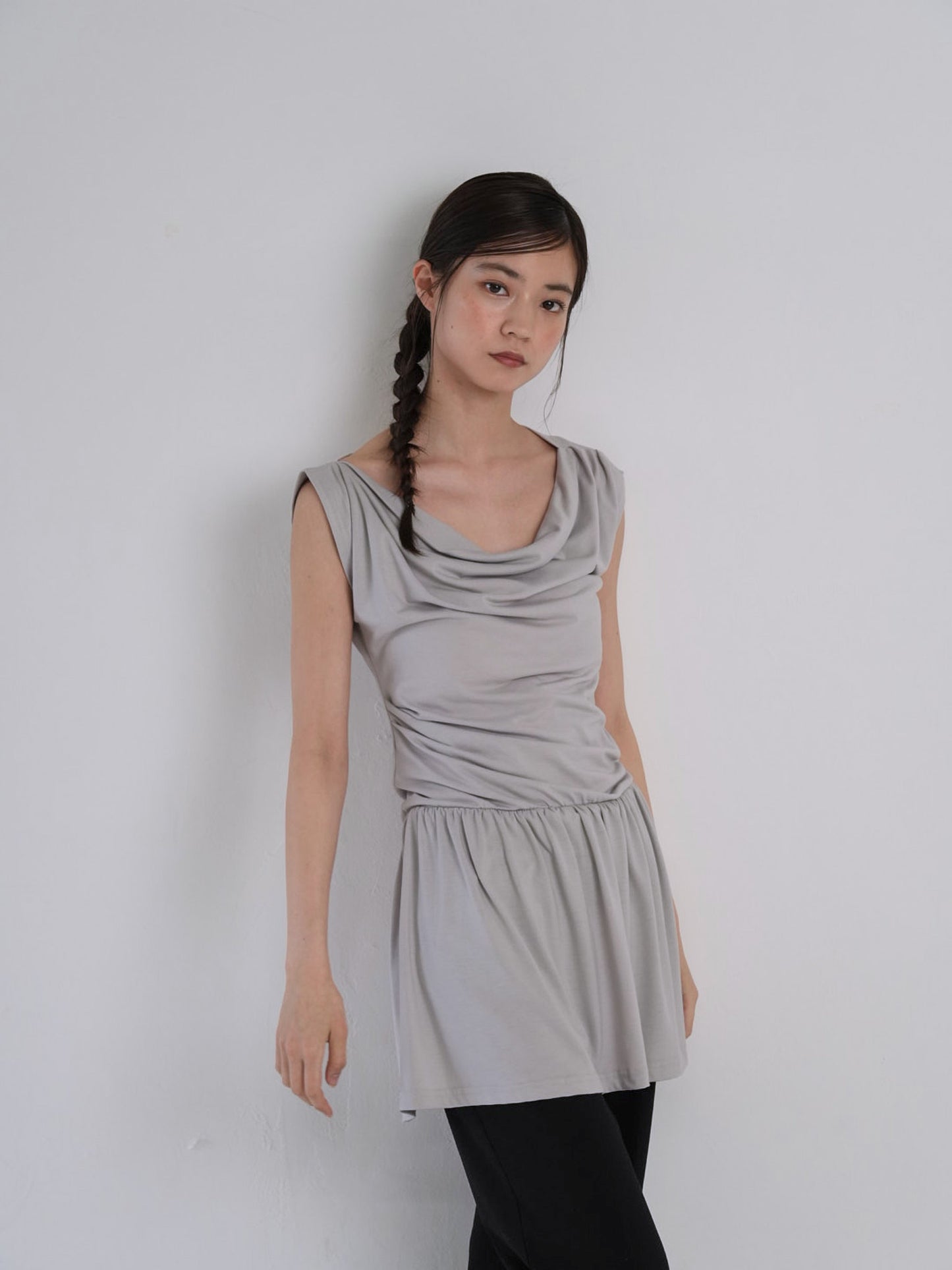 half shoulder gather tops