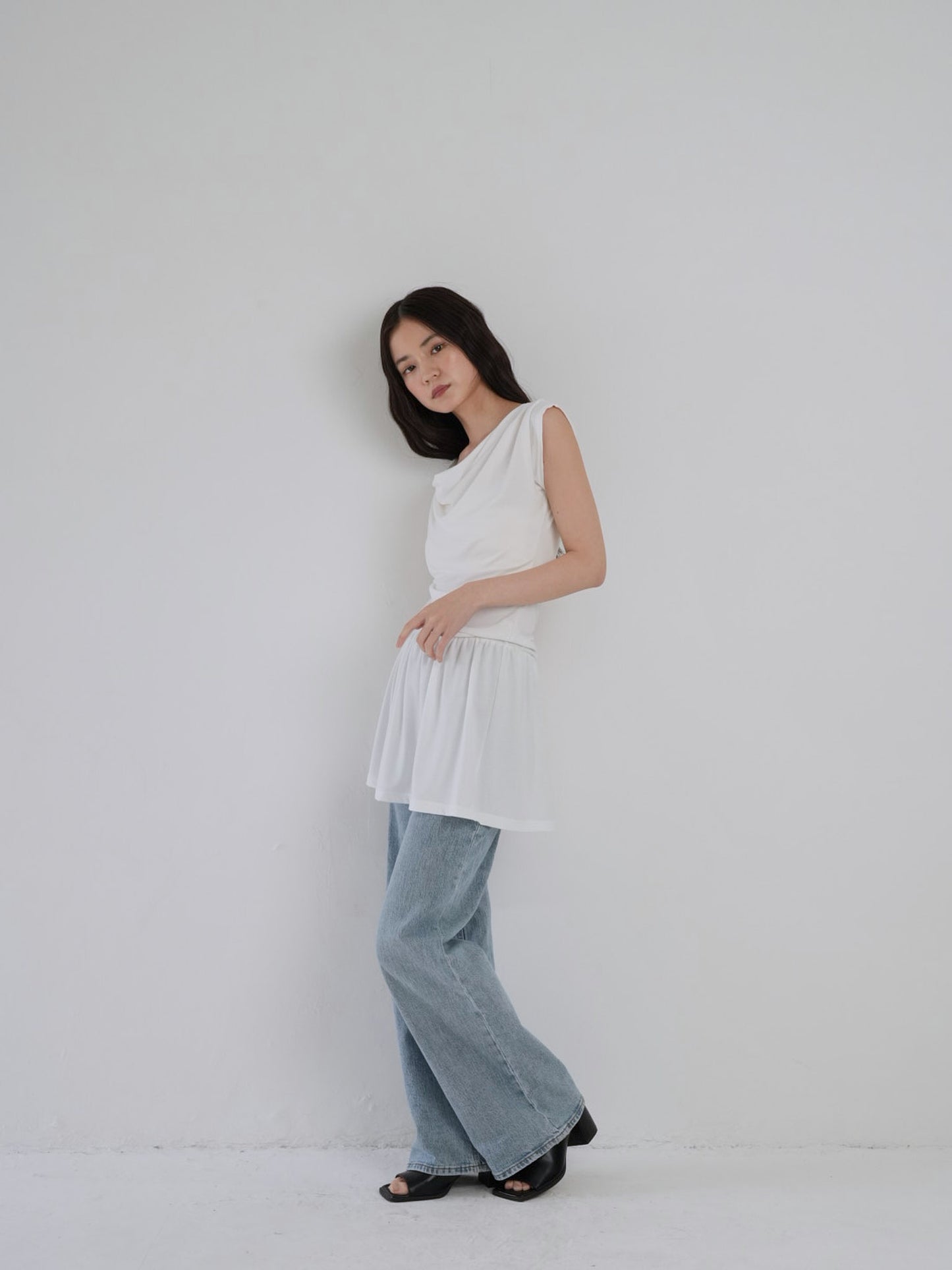 half shoulder gather tops