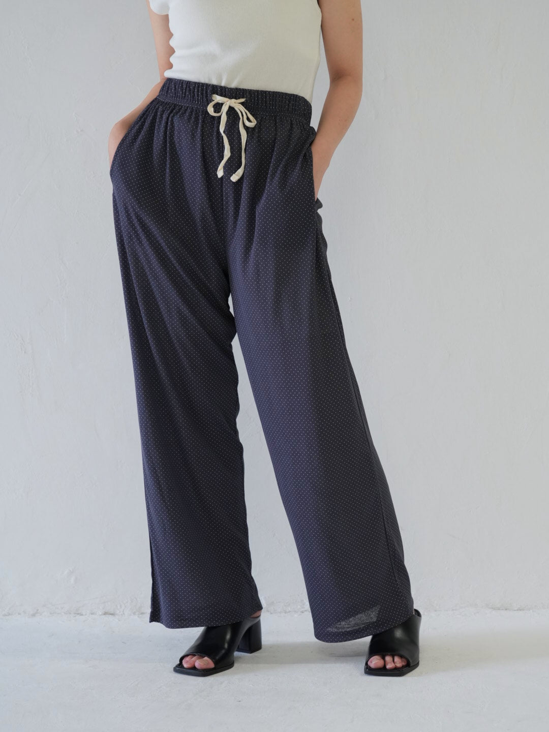 dot linen pants